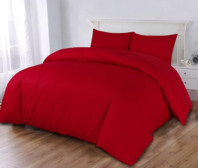 Sapphire Collection 100% Egyptian Cotton 300 Thread Count Duvet Cover With Pillow Case Bedding Set (Single, Red)