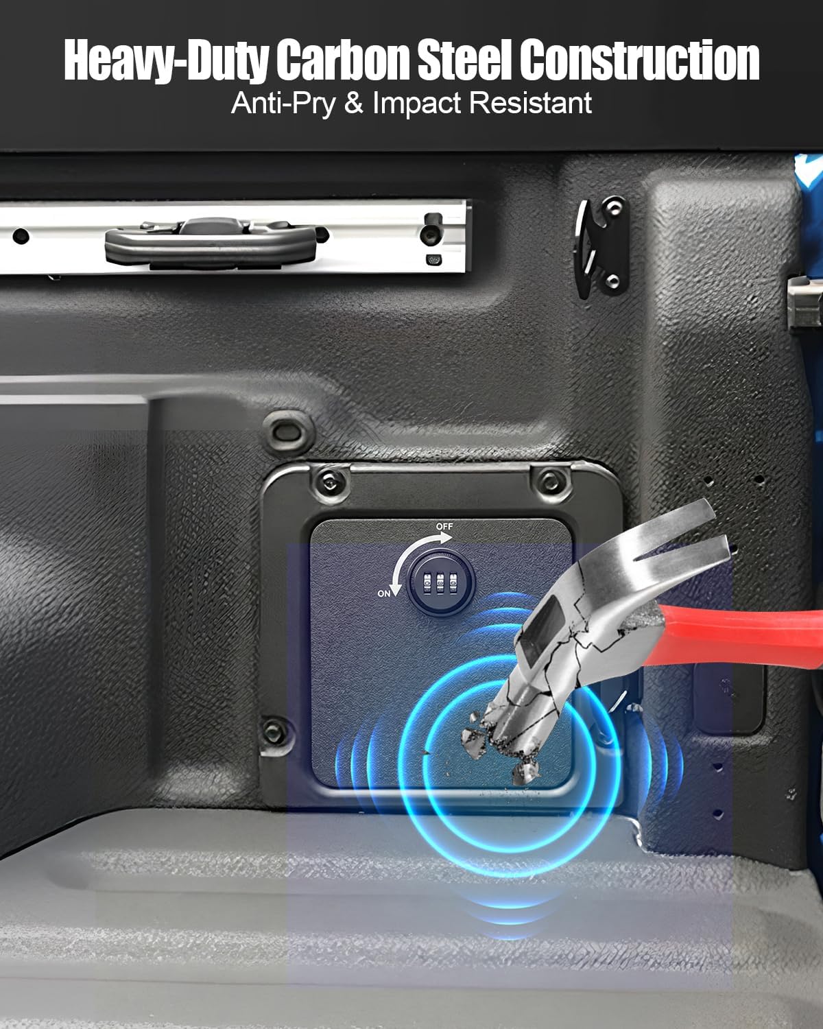 Truck Bed Security Lock Cover with 3-Digit Lock Compatible with Ford Maverick 2022-2025, Truck Bed Security Lock, No Drill Installation