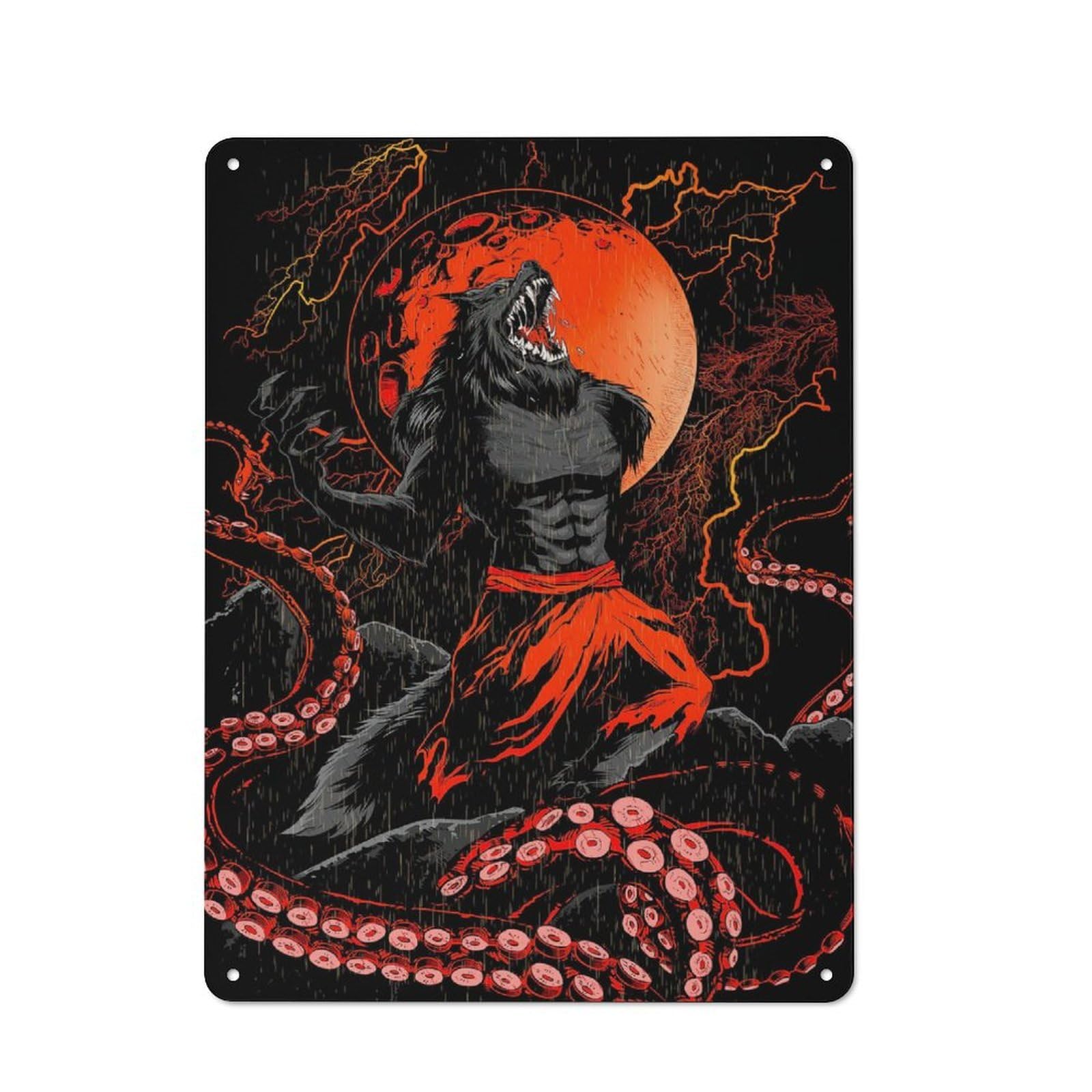 Junmoney Color Art Werewolf Rustic Metal Plaque 40X30cm For Hobby Room Or Studio, For Creative Interior Collectors