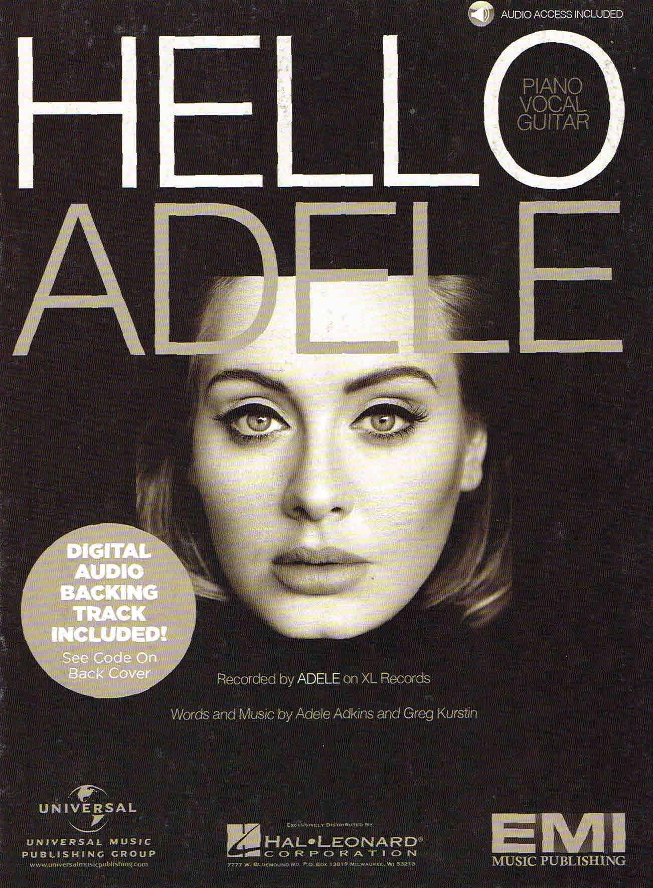 Adele - Hello - Piano/Vocal/Guitar Sheet Music Single w/Digital Audio Backing Track