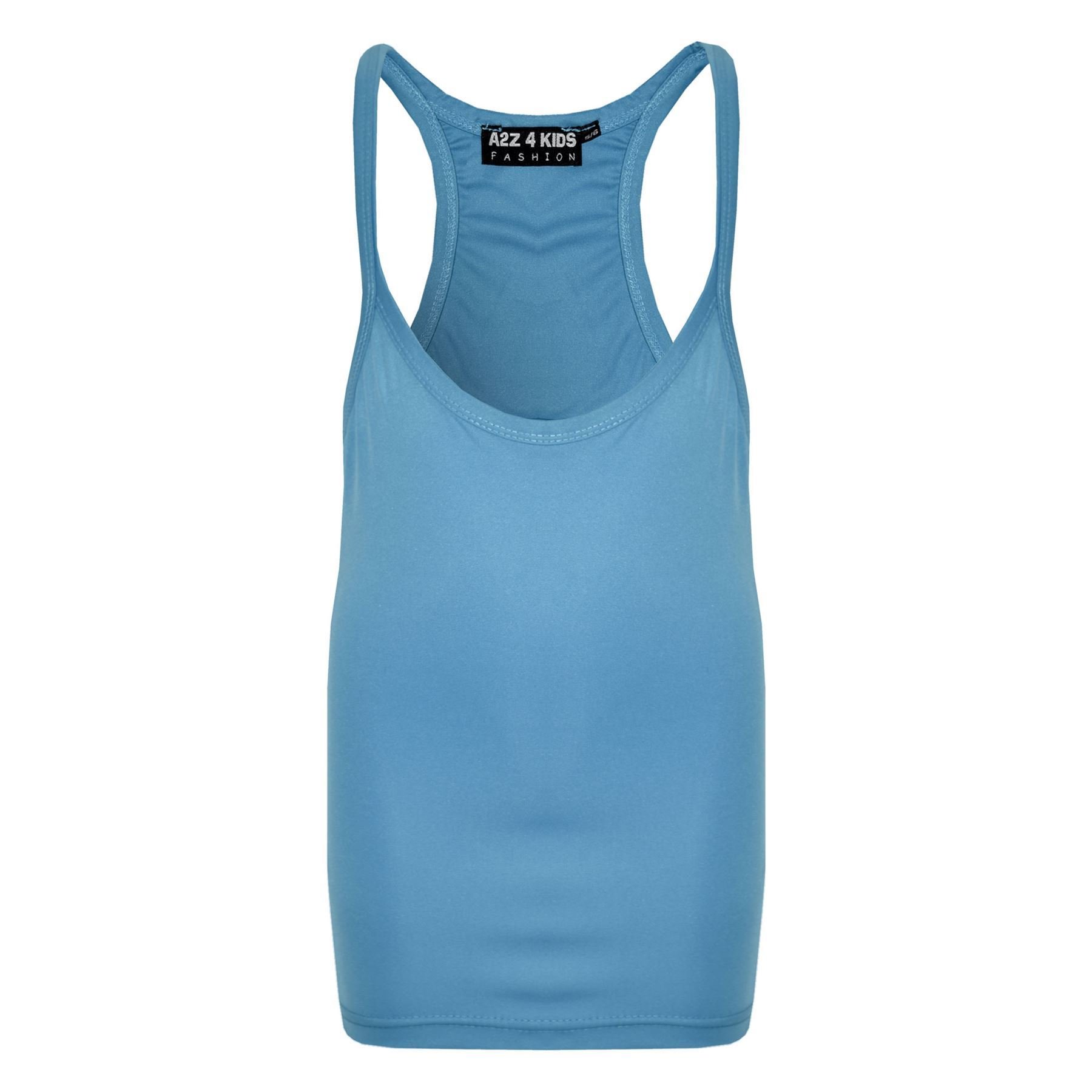 Kids Girls Childrens Vest Top - Racer Vest Turquoise 7-8