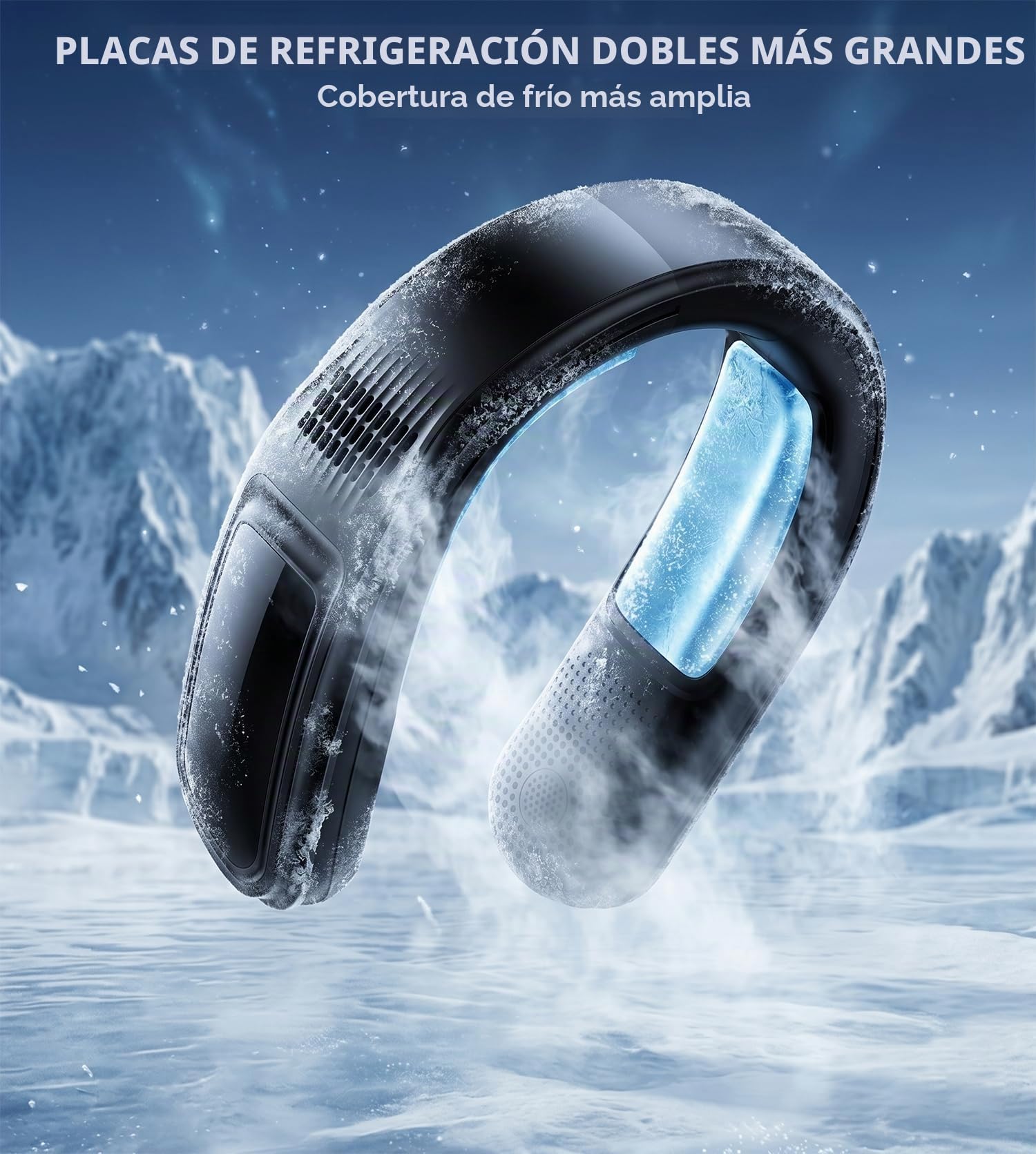 Ventilador de Cuello Portatil con 2 Hielo Placas de Refrigeración, Ventilador Cuello Silencioso Aire Acondicionado Portátil, 4000mAh USB Recargable,Portable Neck Fan Regalos para Oficina Viaje Mujere