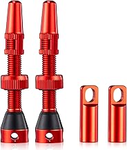 HZJD 2pcs Presta Tubeless Bike Valves, Red, Valve Stem (44 mm)