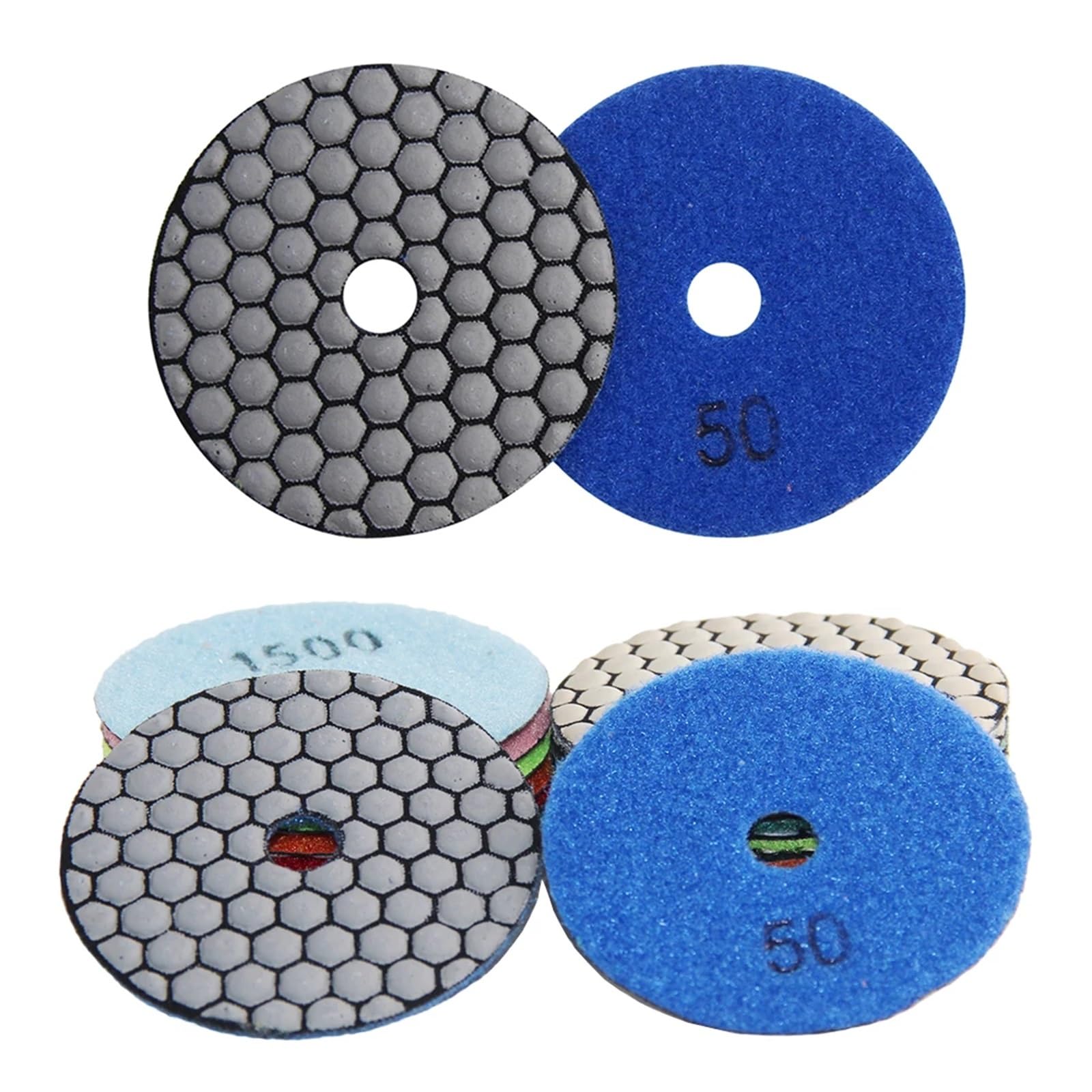 Diamentowe podkładki polerskie, 3-4 cale, żywica diamentowa, 7-ziarnista, polerowanie na sucho, gąbka, 10 sztuk, do granitu, marmuru, kamienia, ceramiki(7step and Backer Pad,3 inches)