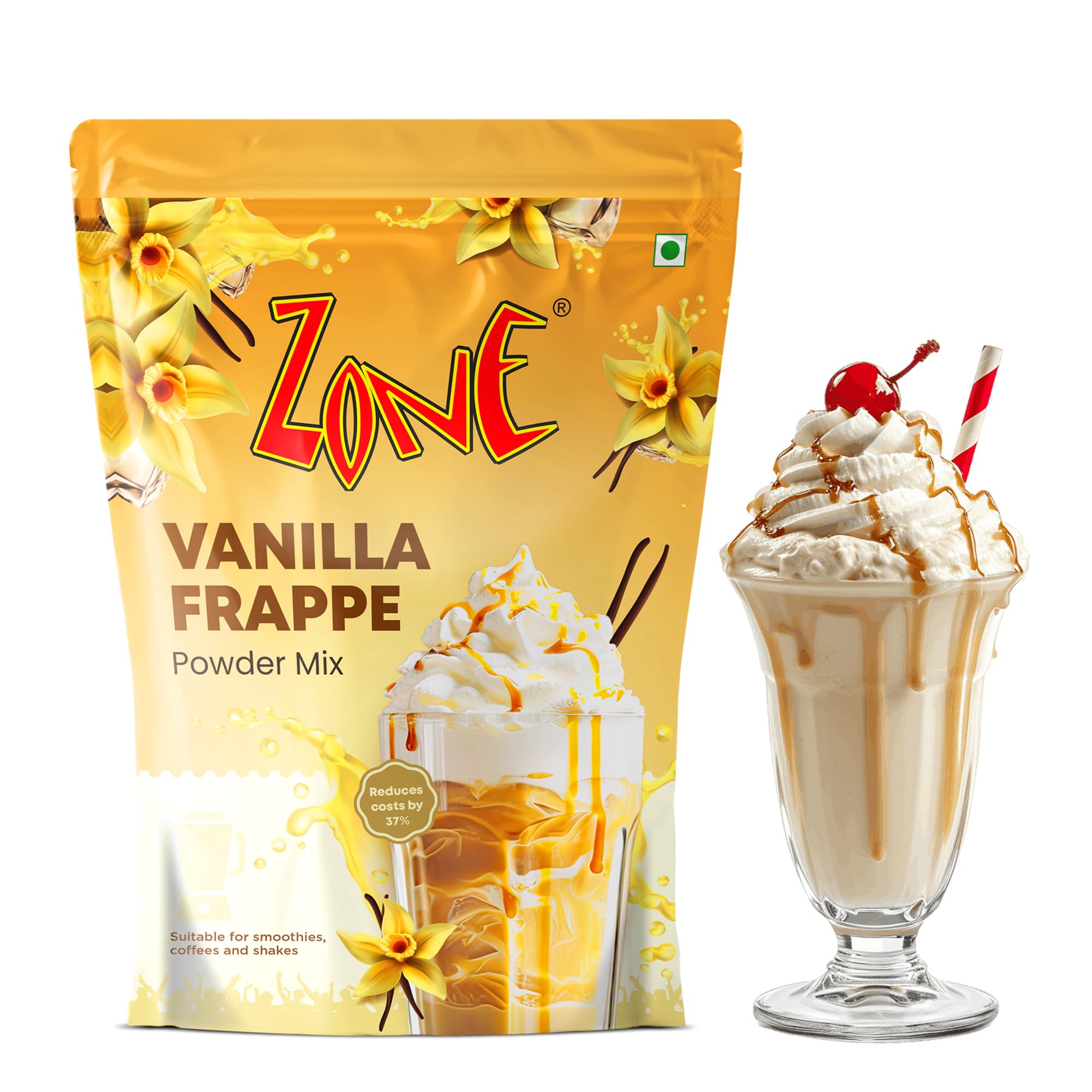 Zone Vanilla Frappe Powder Mix, Pack of 1Kg | Suitable for making Cold Coffee, Shakes, Beverages and More | Rich, Creamy Texture | 3+ Flavours Available-picture-50