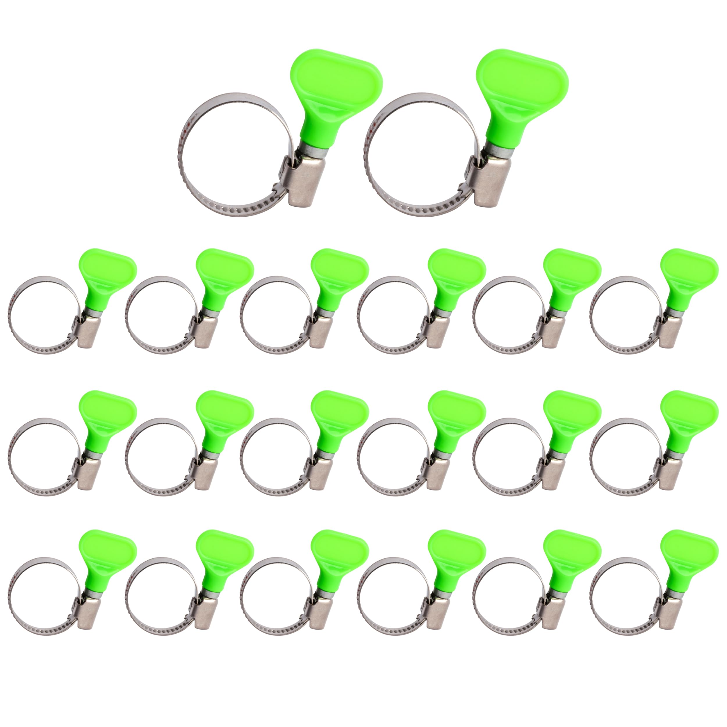 ISPINNER 20pcs 16-27mm Key Hose Clamp, Thumb Screw Adjustable Stainless Steel Hose Clamps for Home Brewing Plumbing, Beer Line, Automotive and Mechanical Applications (Green)