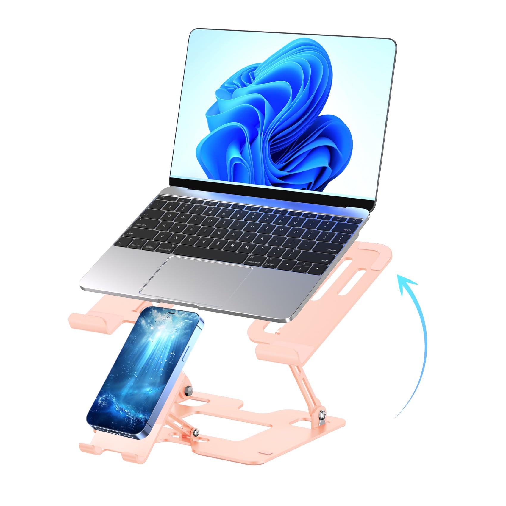Supporto regolabile per computer portatile pieghevole per scrivania (rosa)