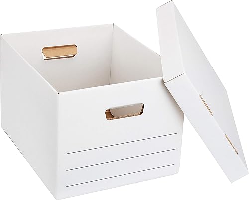 Miniatura 3 de Tienda Basics Caja archivadora de almacenamiento de servicio mediano con tapa abatible, paquete de 12, tamaño cartalegal y carpetas de archivos