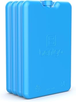 Bentgo Ice Lunch Chillers - Ultra-Thin Ice Packs Perfect for Everyday Use in Lunch Bags, Lunch Boxes and Coolers - 4 Pack (Bl