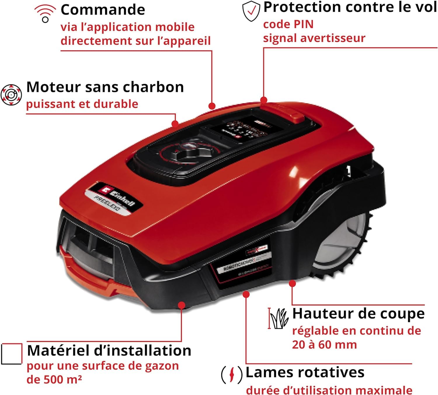 Einhell Robot Tondeuse FREELEXO 500 BT Power X-Change (Li-ION — vue 3