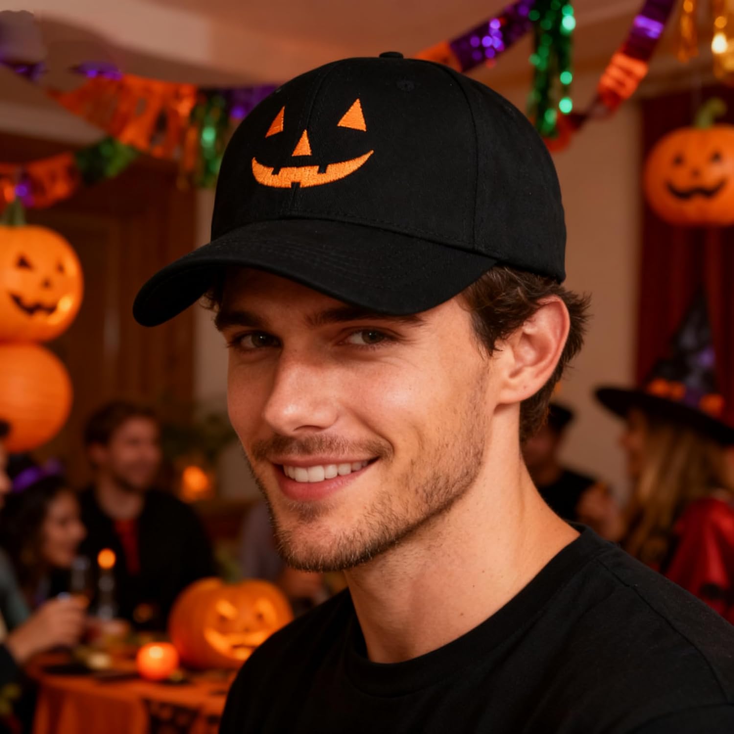 Halloween Hat Black and Yelloween Baseball Caps - Image 2