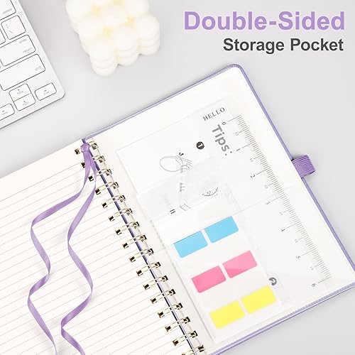 Miniatura 4 de EMSHOI Cuaderno rayado en espiral para mujeres y hombres, 140 páginas numeradas, cuaderno de tapa dura con rayas universitarias para trabajo y toma