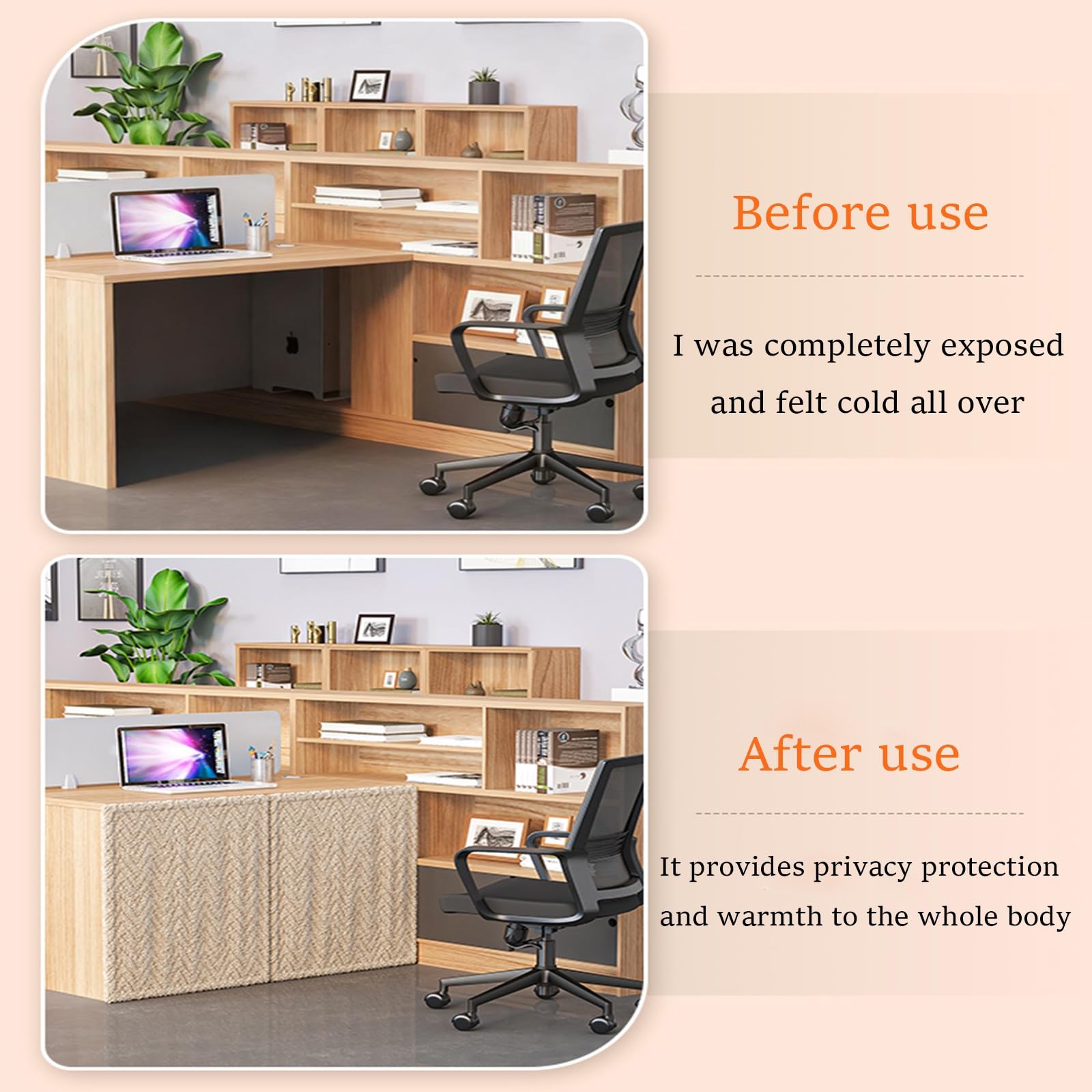 Tende per la privacy sotto la scrivania, pannello isolante termico per scrivania, copertura per finestra antiriflesso, ideale per studenti studio e ufficio domestico (beige, 50 x 75 cm)