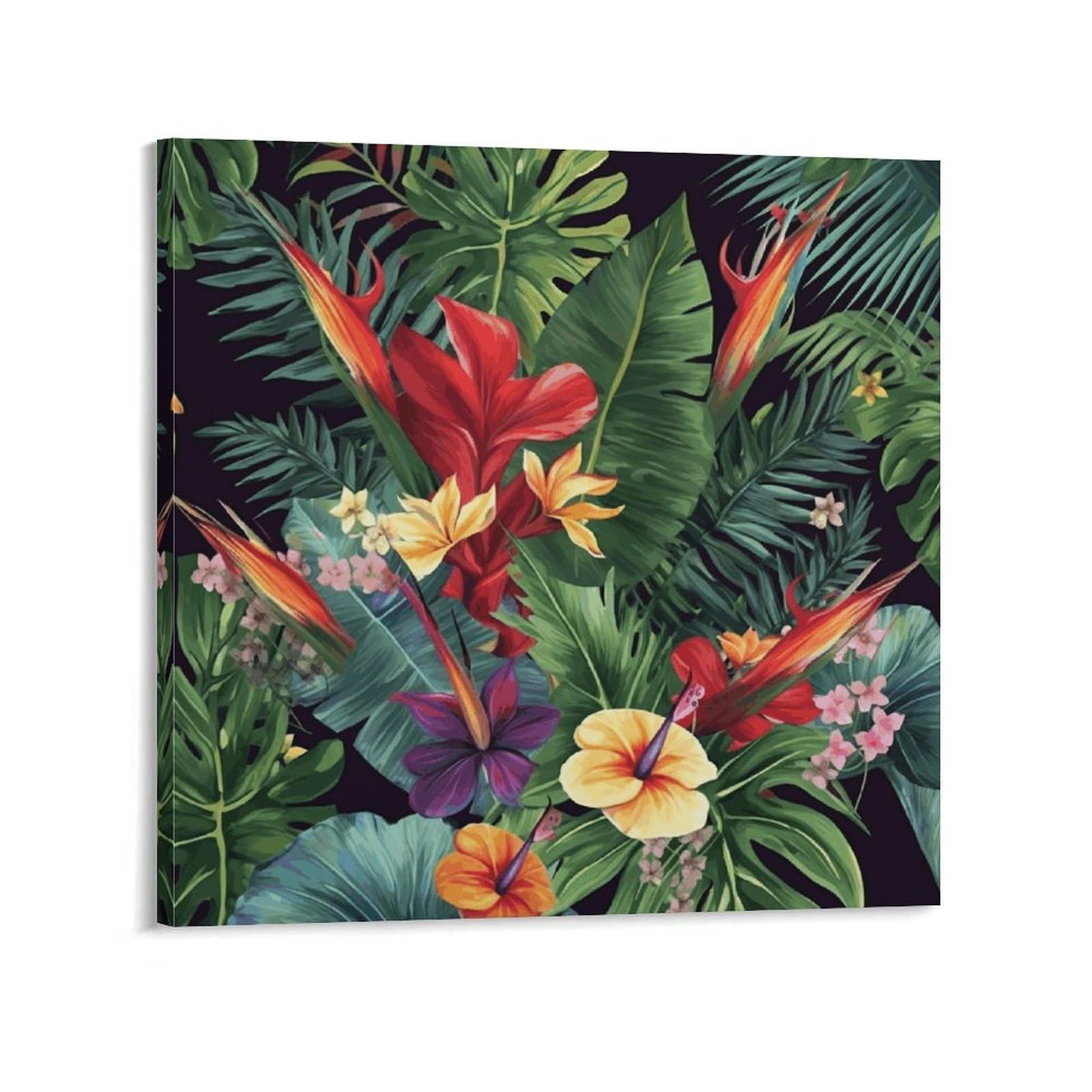 KLOPH Tropical Plant Flowers Canvas Wall Art for Living Room 08x8inch Modern Artwork Painting for Bathroom Hanging Canvas Prints Aesthetic Wallart for Bedroom Kitchen Office Wall Decor