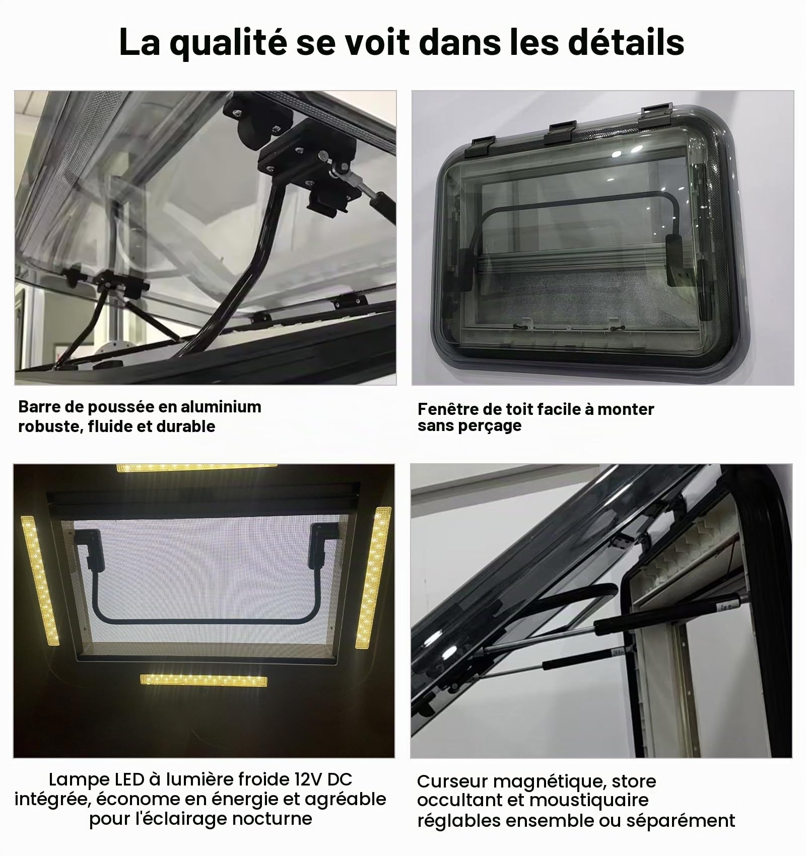 Lanterneau pour Camping-Car/Caravane avec Store et Moustiquaire