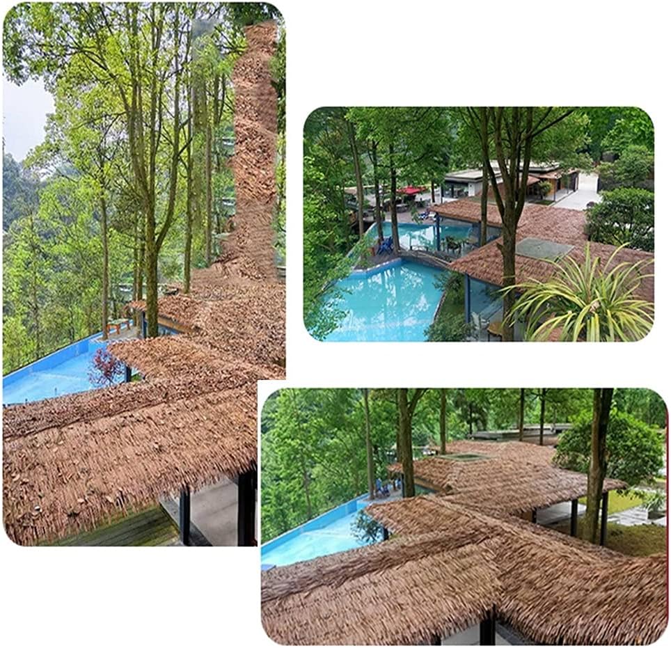Simulation Thatched Rolls Tiki Hut Grass Skirting Roof Tiki Bar Grass Duck Blind Grass for Thatch Roofing Tiki Bar Decorations Roll Palm Palapa Straw Thatch Roof for Fence Party(Yellow a,0.5x2m)