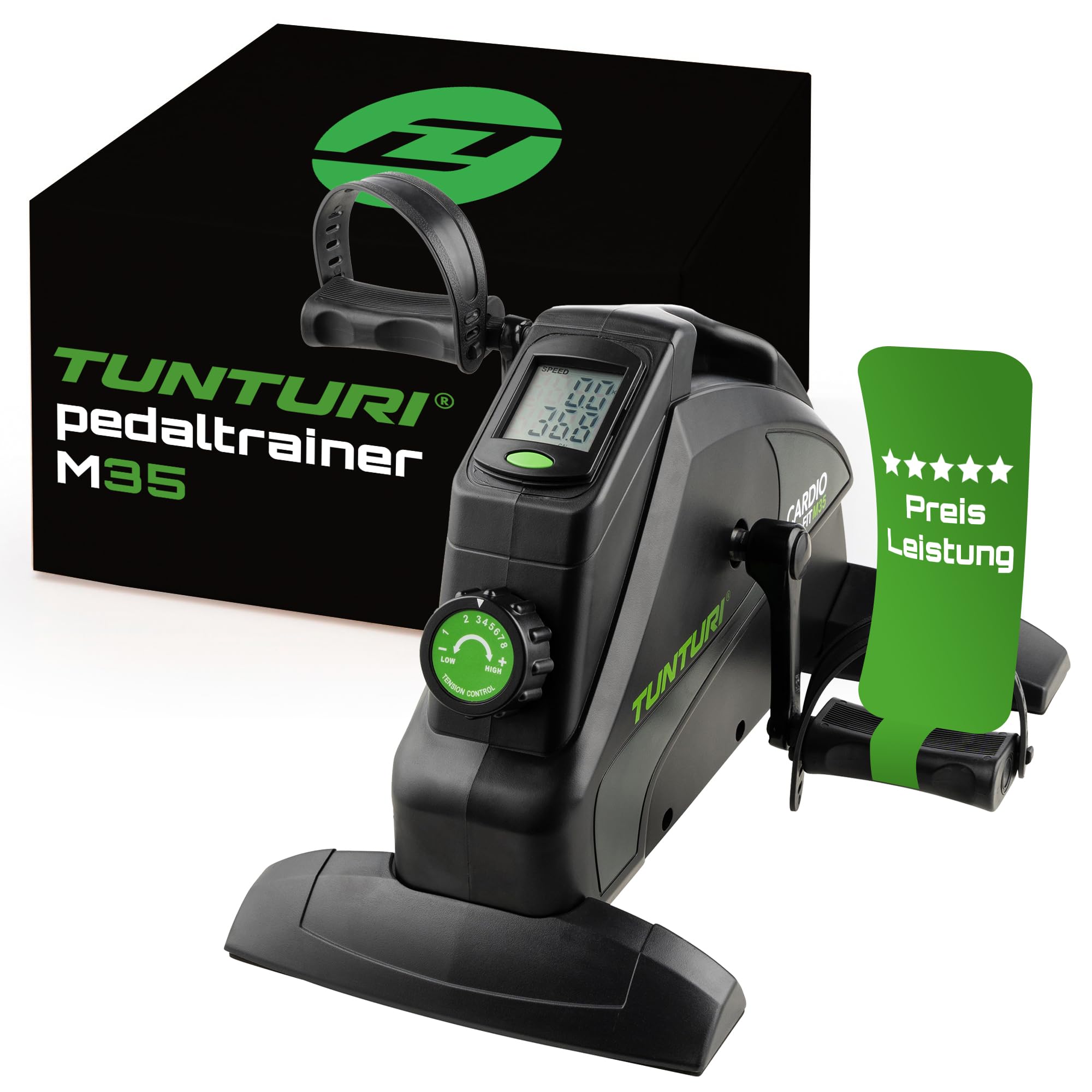 Tunturi Pedaltrainer Cardio Fit – Testsieger 2024 - Mini Heimtrainer für Senioren - Arm und Beintrainer im Sitzen - Einstellbarer Widerstand und LCD-Display