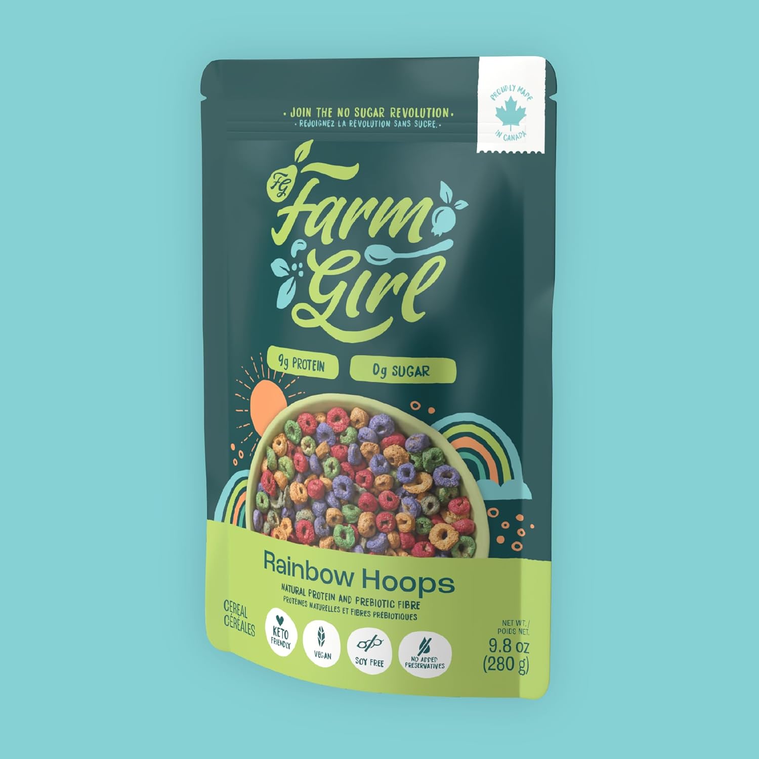 Rainbown Hoops, Artistian Keto Cereal Low Carb, NonGMO, Gluten Free