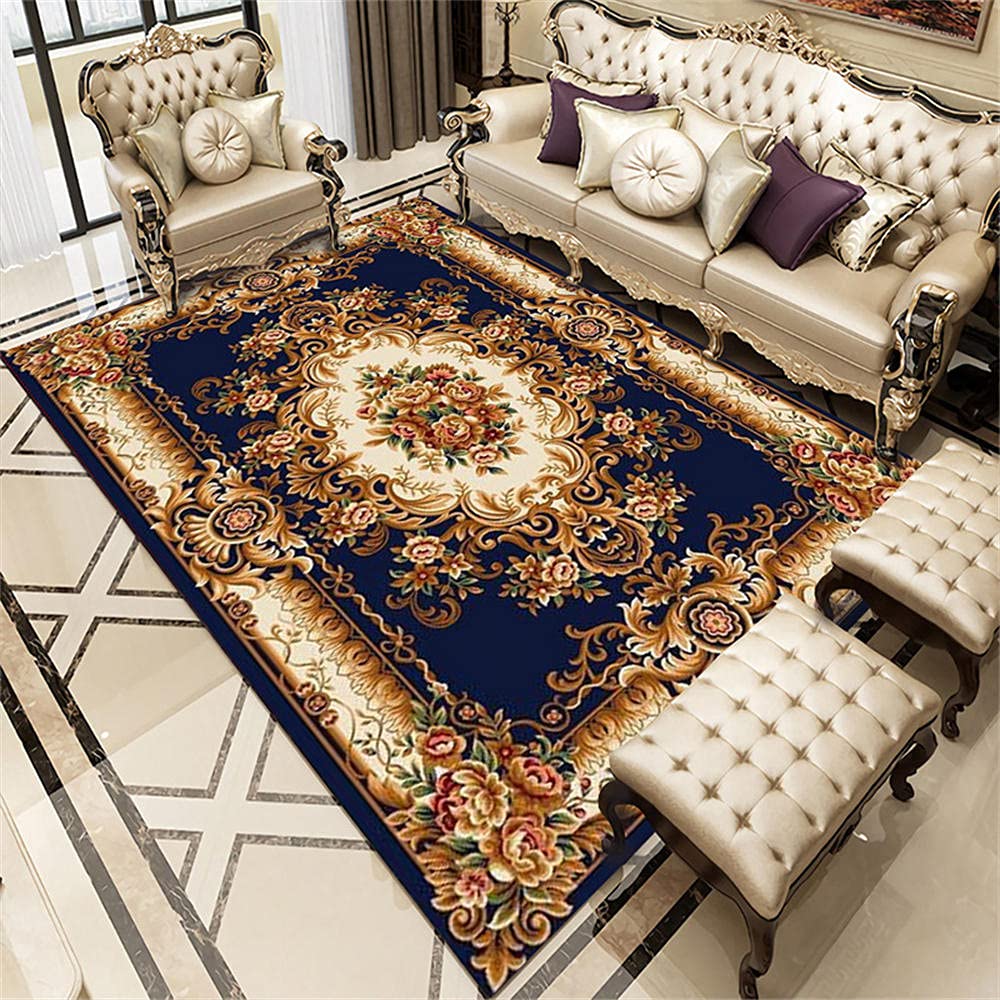 Tapis sol gamer bleu moderne rectangulaire de salon contemporain 40x60cm