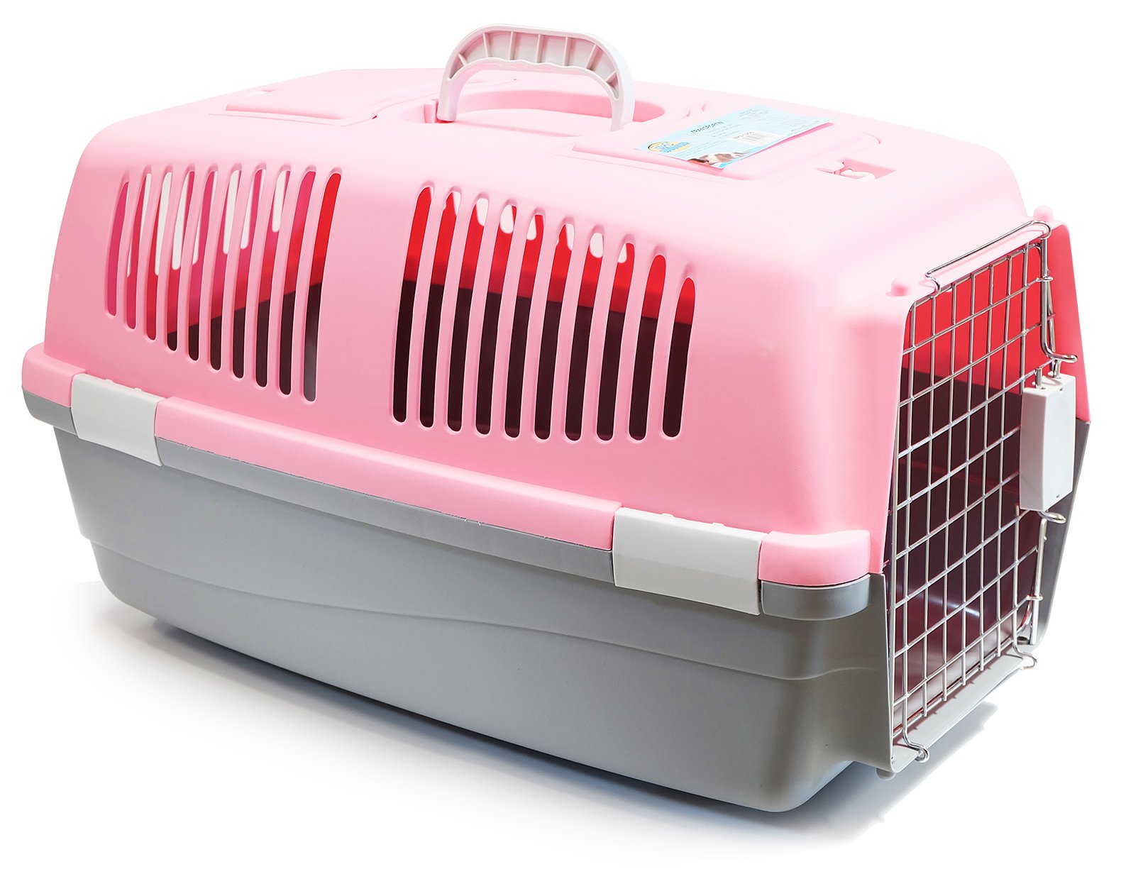 BPS Transportín Rígido Plástico para Perros y Gatos Animales Domésticos Mascota Caja de Transporte IATA 3 Tamaños Elegir (Rosado, M: 55 x 35 x 32 cm) BPS-1205RO
