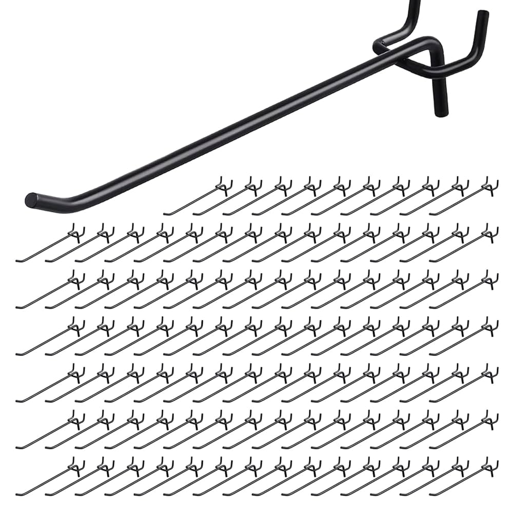 25pcs 100mm Metal Pegboard Hooks Slat Wall Retail Display Shop Peg Hang Fits 30mm Home Hanger
