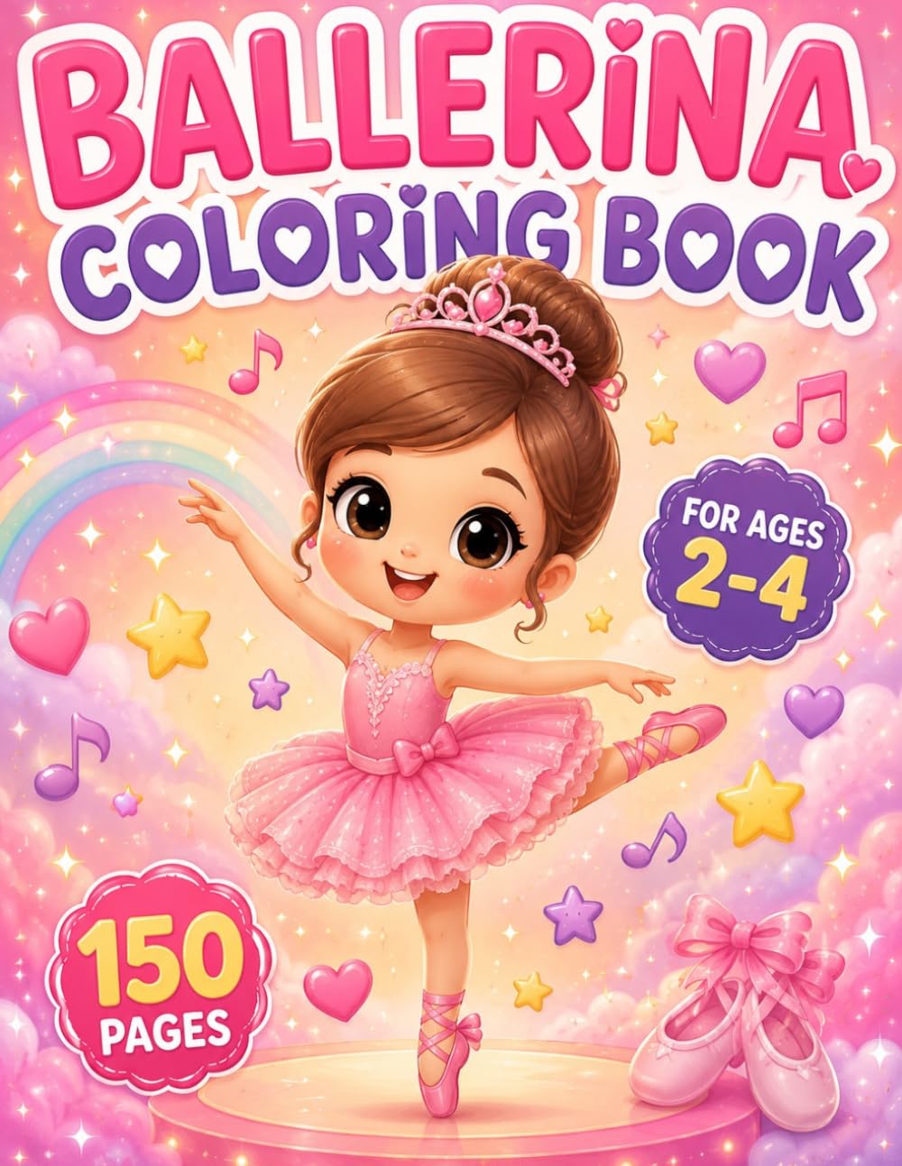 Ballerina Coloring Book For Kids Ages 2-4: Cute and Easy Ballet Coloring Pages for Toddlers, Preschool Girls and Beginners