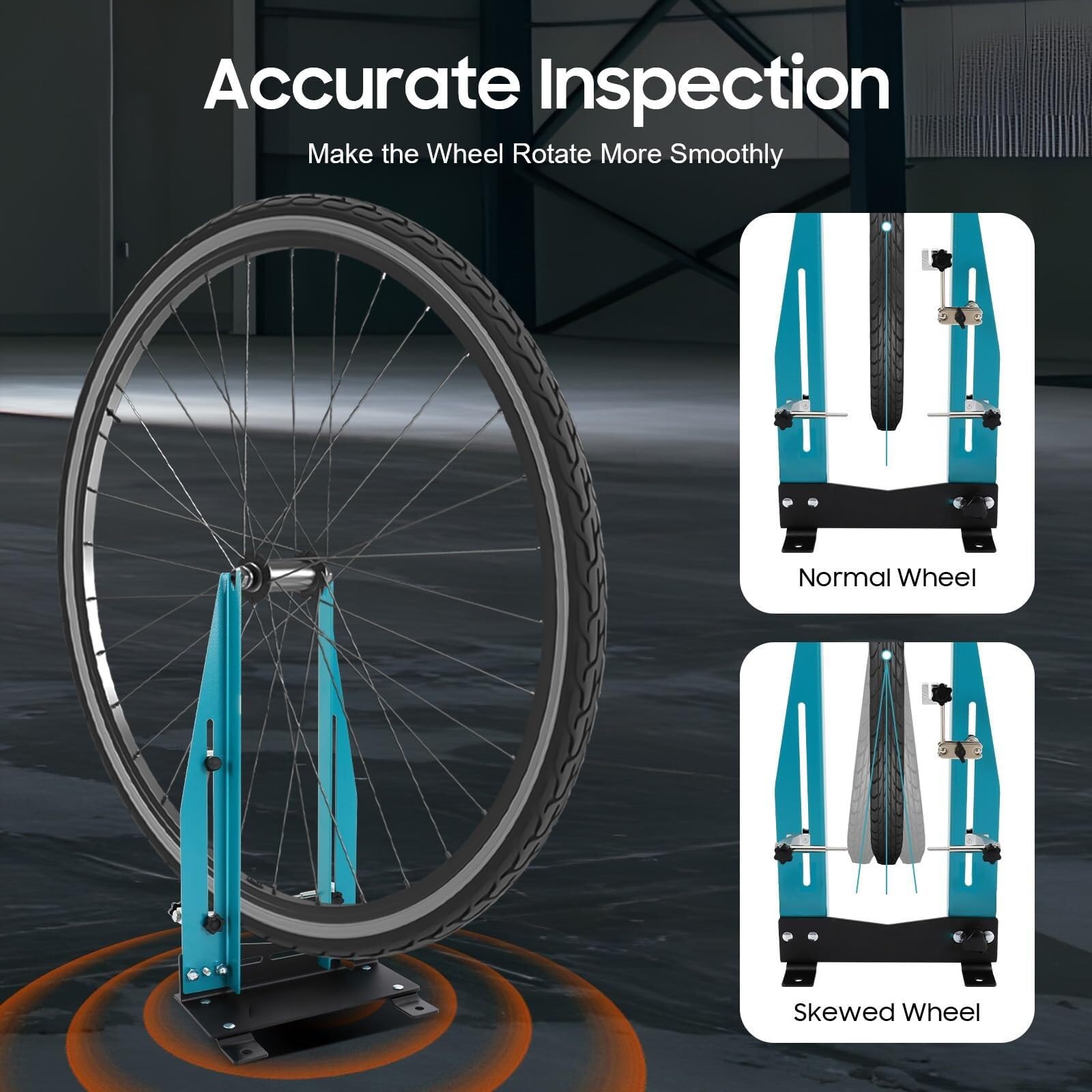 Centrador de Ruedas de Bicicleta, Herramienta Profesional para el Mantenimiento de Llantas, Ancho Ajustable de 9,5 a 13 cm, Herramienta de Reparación y Alineación de Ruedas, Rotación de 360°