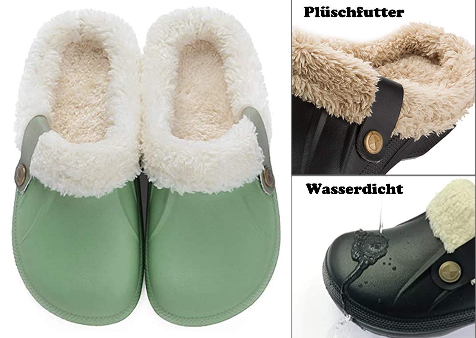 CELANDA Pantofole Invernali Donna Uomo Zoccoli e Sabot Unisex Ciabatte da casa Impermeabile Antiscivolo Scarpe da Giardino All'aperto/Interno,GR.35-47
