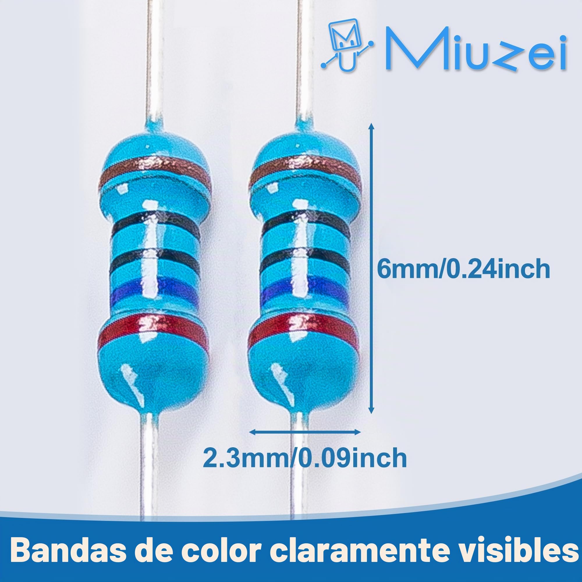 Miuzei 1475 Piezas Surtido de Resistencias Electronica Kit 1/4W ±1% 0 Ohm a 5.6M Ohm alta precisión