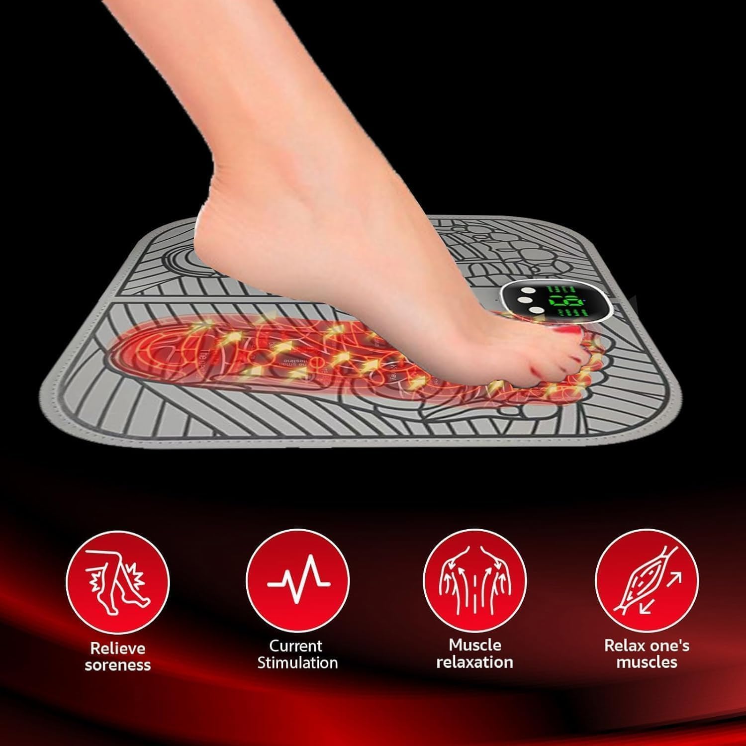 Massage Pieds,Bloconix masseur pieds electrique 8 Modes et 19 Intensités,Masseur de Pieds électrique Pliable et Portable pour la Circulation Sanguine et le Soulagement (Gris)