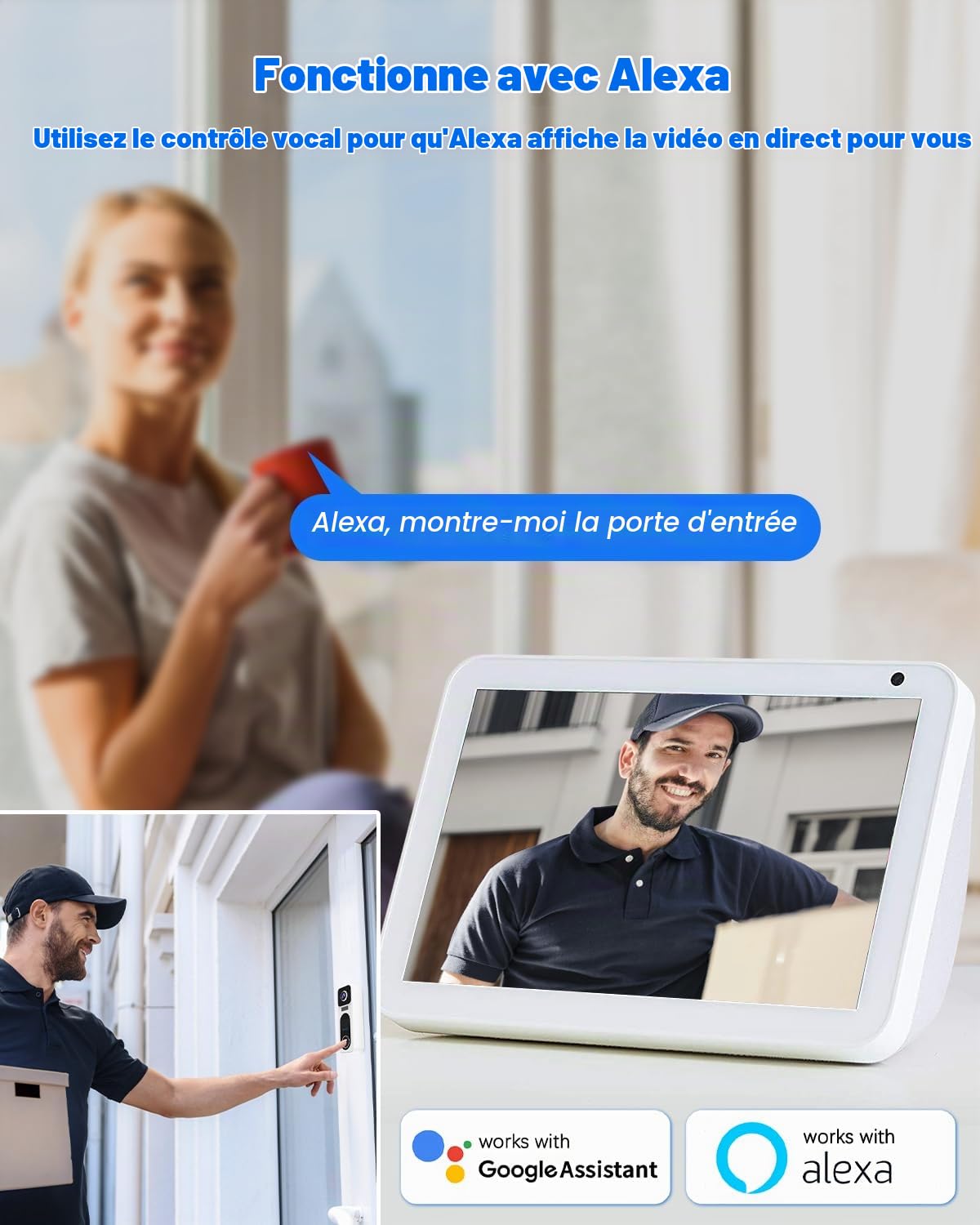 UCOCARE 4MP Sonnette sans Fil avec Camera, Sonnette sans Fil Exterieure Etanche avec Carte Mémoire de 32 Go, Visiophone sans Fil, Aucuns Frais Mensuels, Détection Humanoïde, Alerte Instantanée