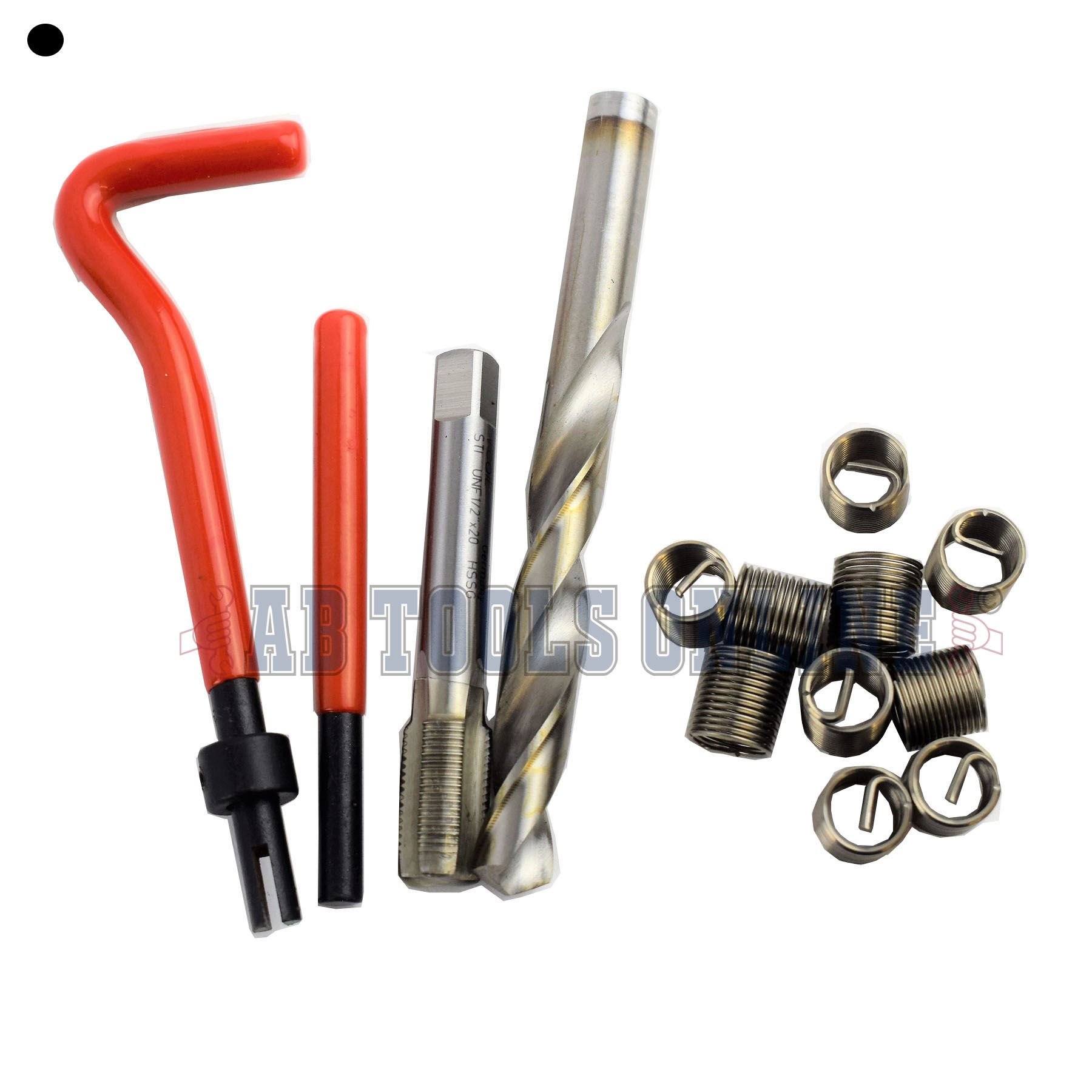 AB Tools-Unithread 1/2" x 20 UNF Imperial Toca Reparar Kit de Fresas Helicoil roscas dañadas 14PC Kit