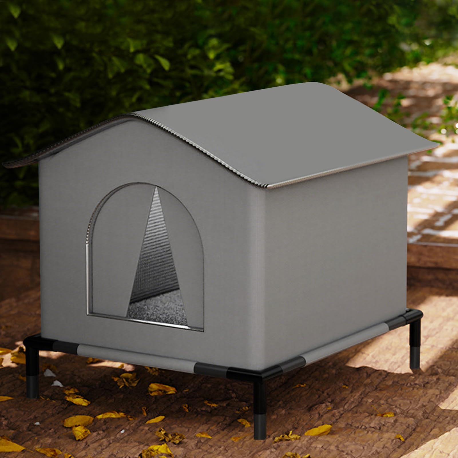 Casa per gatti all'aperto - per gatti isolato resistente alle intemperie | portatile | Casa esterna calda con porte rimovibili per tappeti e persiane ideale per il portico da giardino