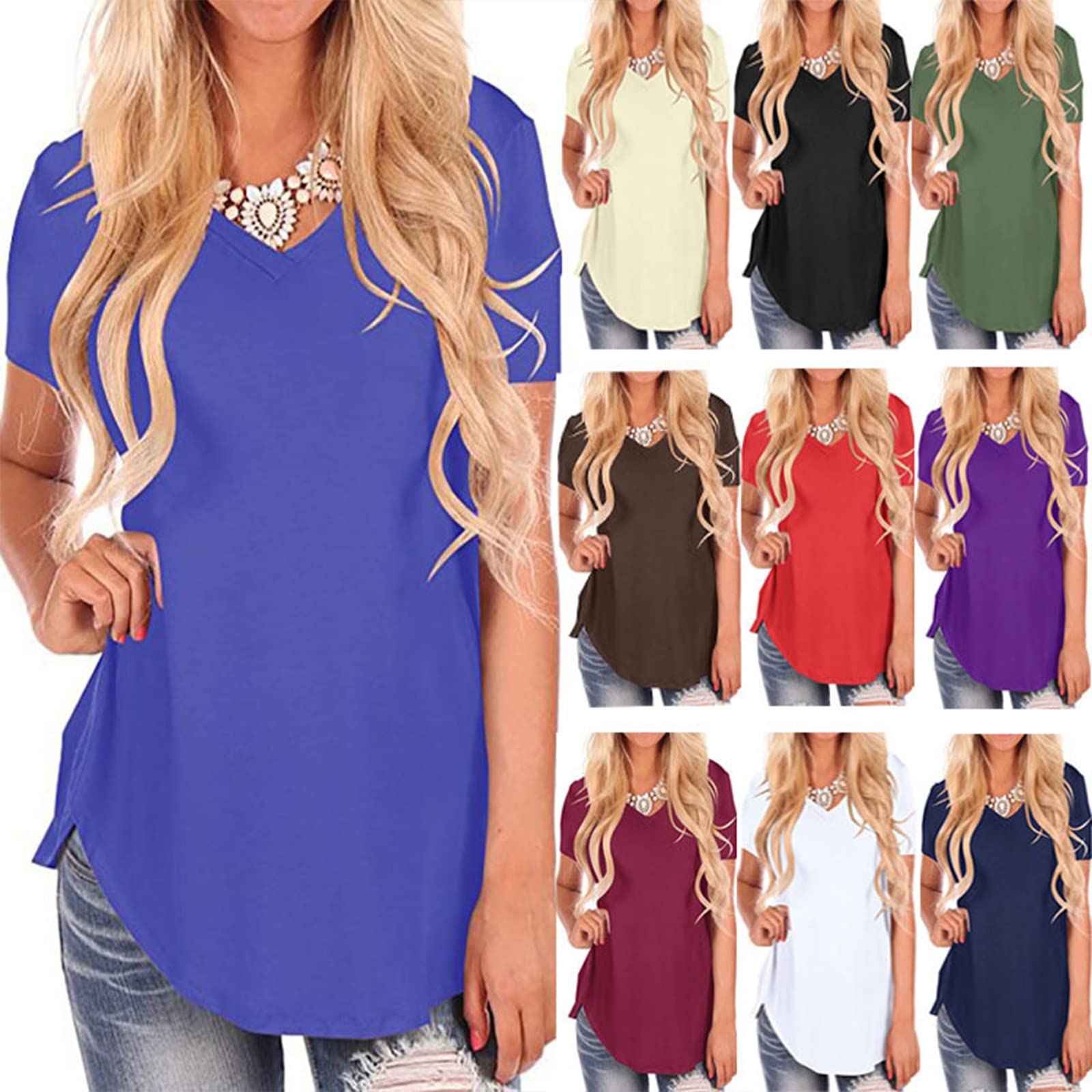 T-shirty Damskie Bawełniane Koszulki Z Krótkim Rękawem Stretch Crewneck Tee Ponadgabarytowe Oddychające T-shirty Wygodne Lekkie