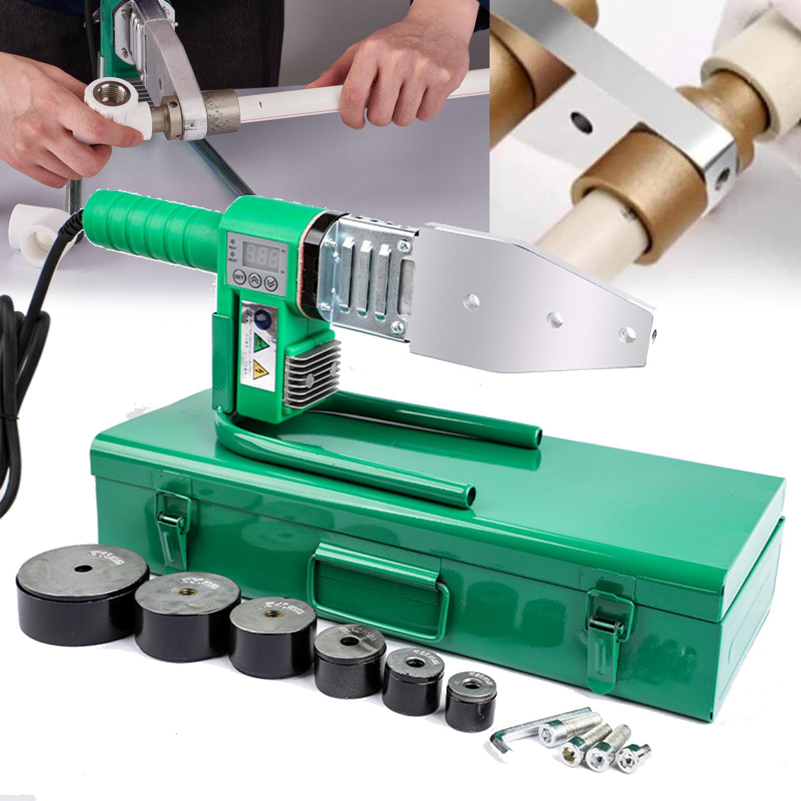 Máquina de soldadura de tubos de plástico, soldadora de fusión de tuberías PPR, pantalla digital, herramienta de soldadura de plástico termofusible para PPR, PE, PP