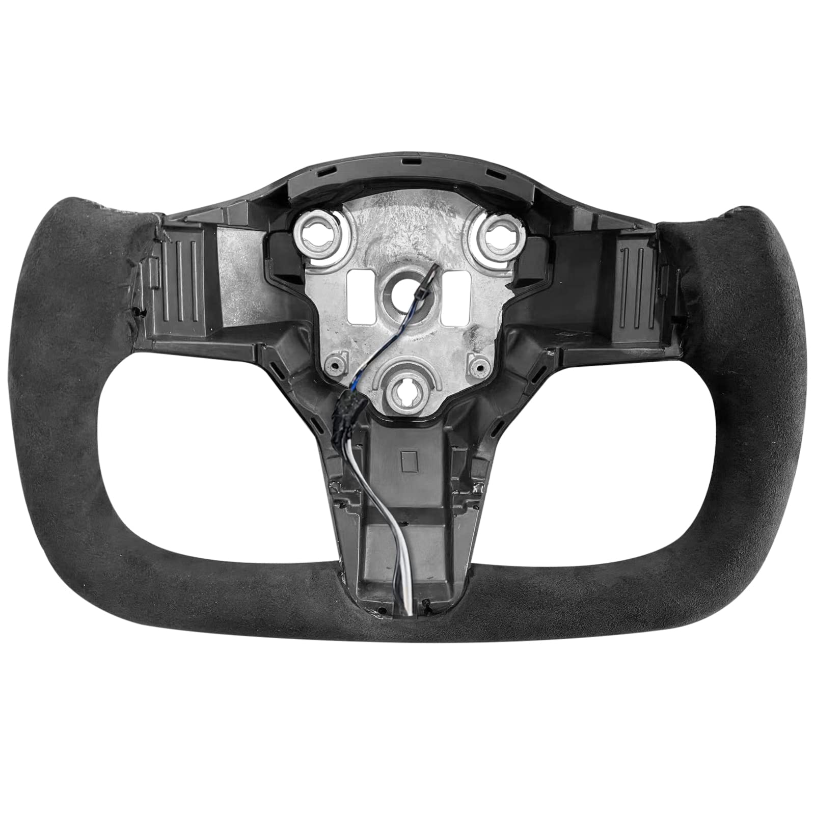 ZIMABLUE Yoke Steering Wheel Personalized Yoke Steering Wheel Alcantara Leather without Front Trim for Tesla Model 3 2017-2023, Model Y 2019-2024 With Heating Function