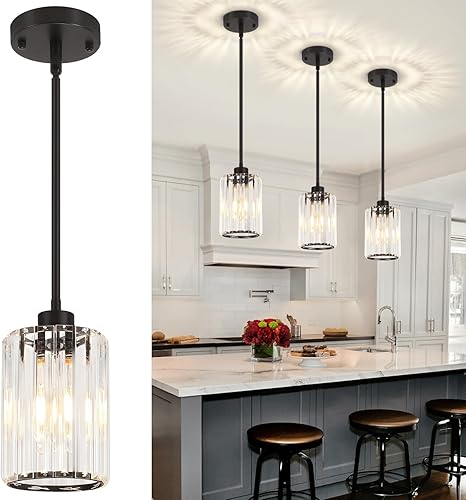 Miniatura 12 de Paquete de 2 Luces Colgantes para Isla de Cocina, Moderna Iluminación Colgante de Cristal Dorado, Accesorios de Luz Colgante de Cocina Mini