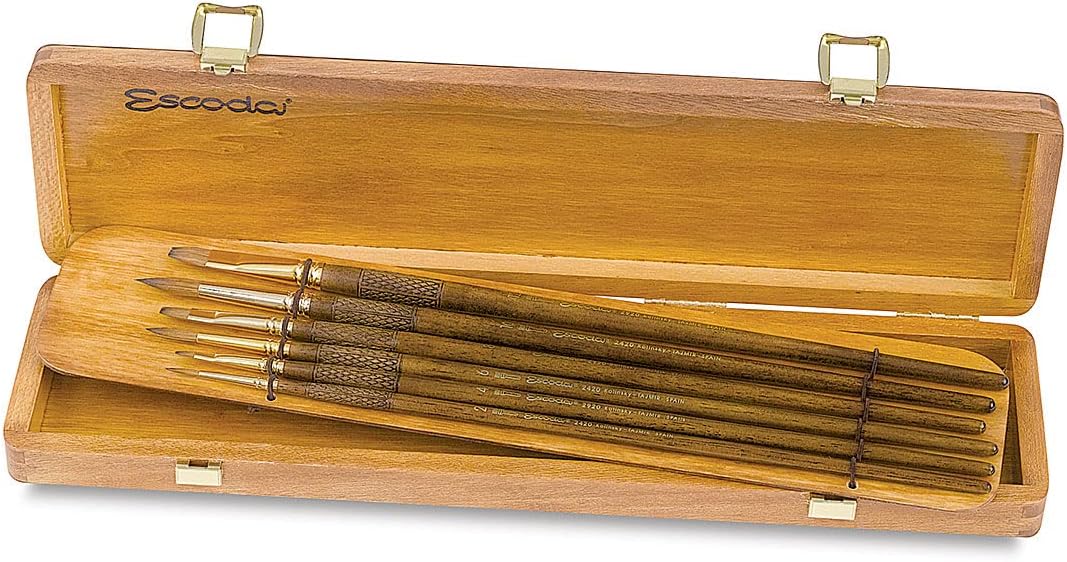 Escoda Reserva Series Oil & Acrylic 6 Brush Set, Pure Kolinsky-Tajmyr, Size (Series 2420) 2, 6, 10 & (Series 2920) 4, 8, 12
