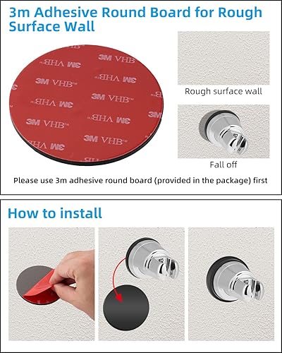 Miniatura 3 de Hibbent Soporte de cabezal de ducha con ventosa al vacío, soporte de cabezal de ducha extraíble, soporte de varita de ducha ajustable en altura y