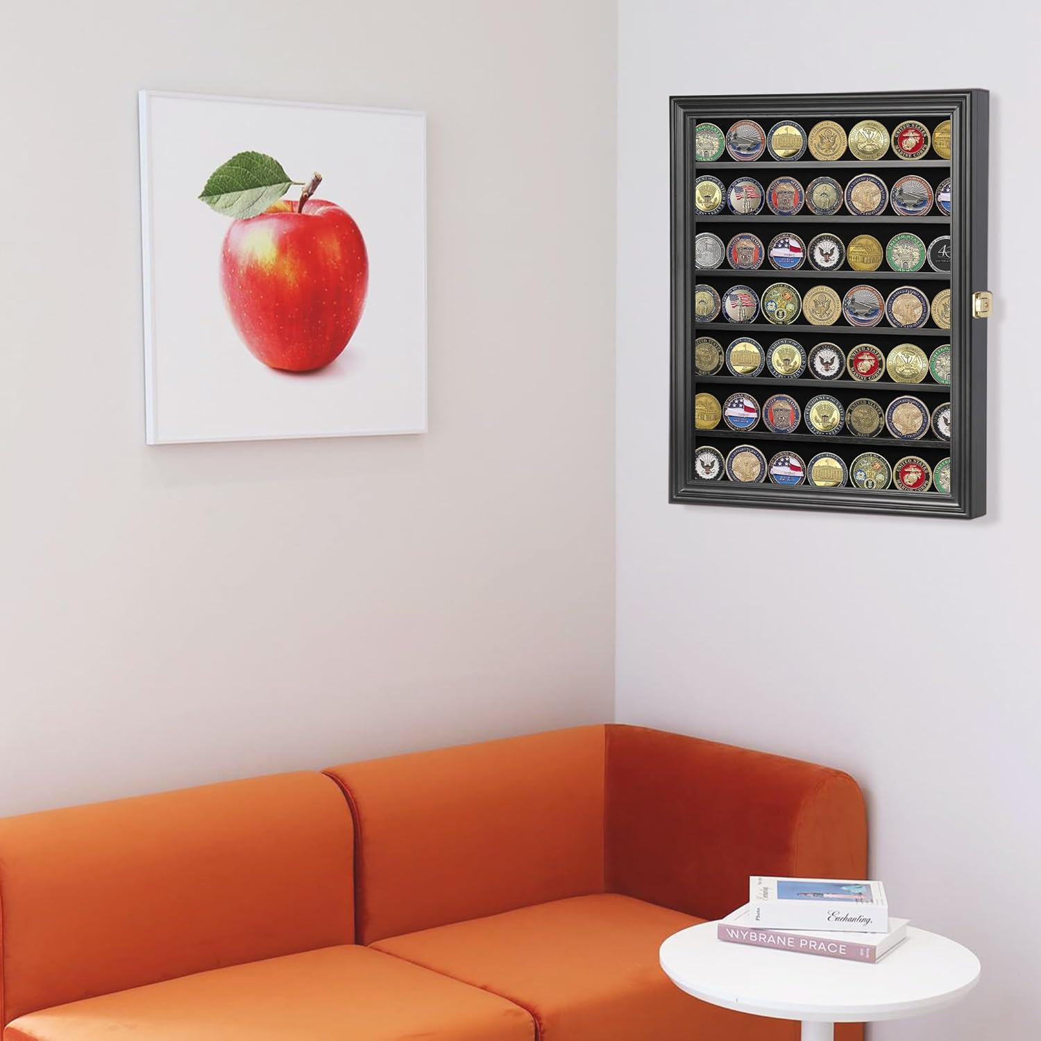 Military Challenge Coin Display Case Poker Chip Display Stand Rack Black Finish 98% UV Protection Compatible with Army Navy Air Force Marine Corps Honored Coins