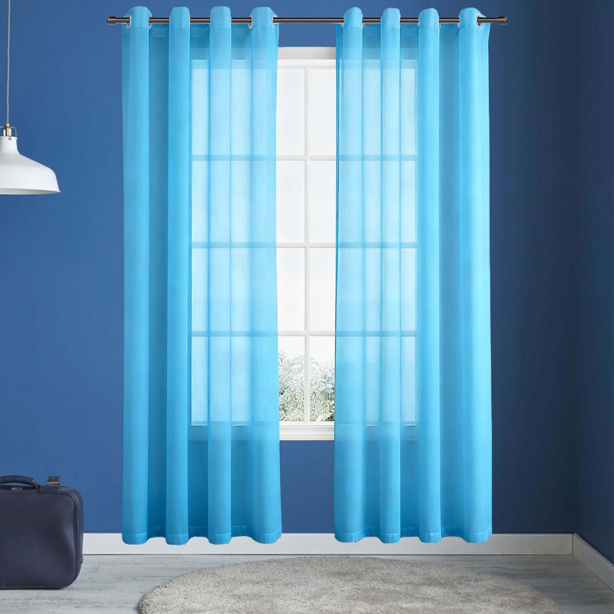 Zasłon Z Woalu 140 x 250 cm Z Woalu Zasłony Wewnętrzne Przezroczysta, Elegancka, Wysokiej Jakości Glamour Do Kawiarni Jadalni Salonu Sypialni, Niebieskie niebo