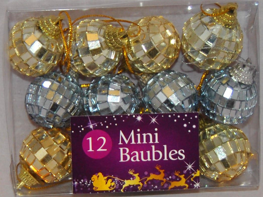12 Mini Mirror ball baubles for Christmas trees. Amazon.co.uk Home