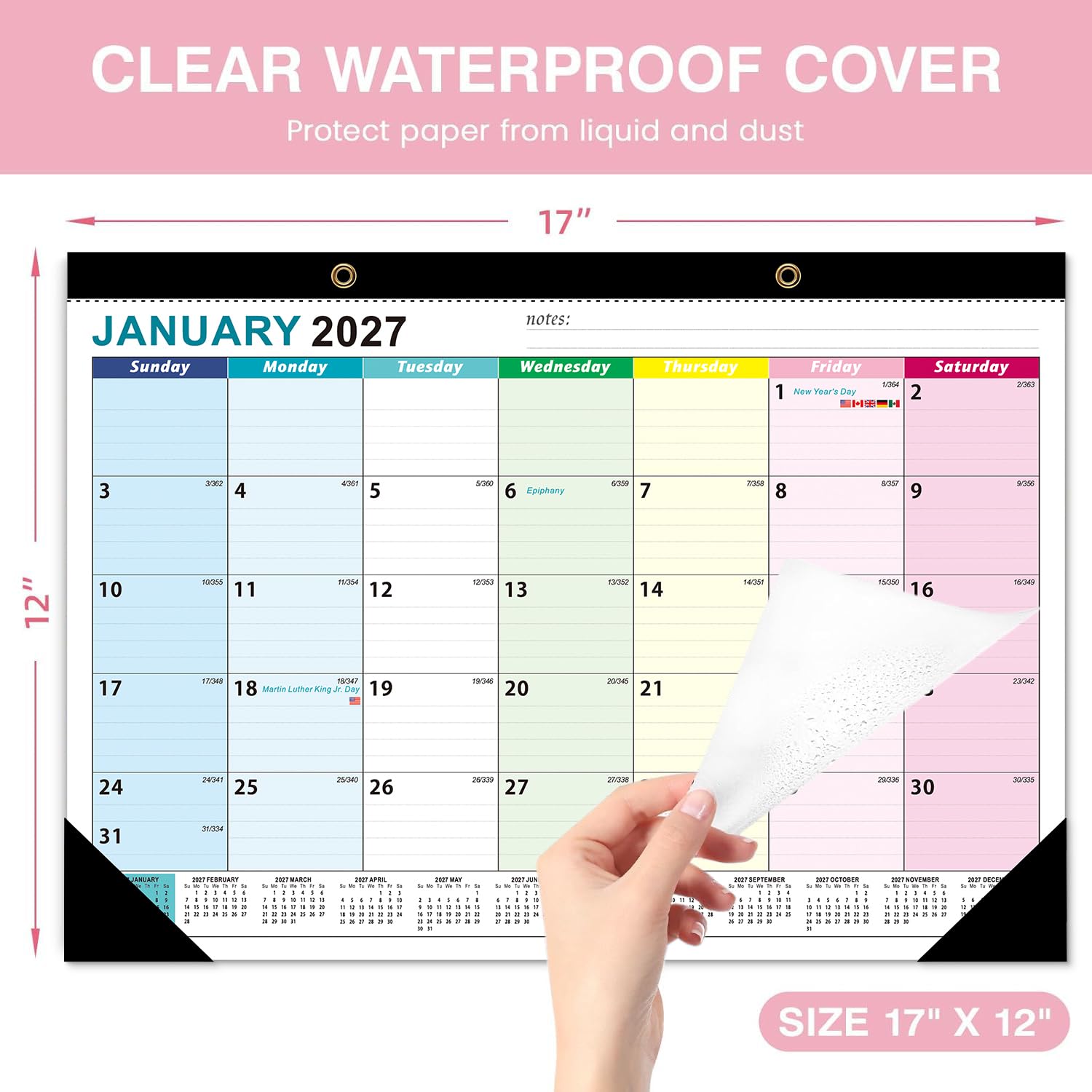 Calendrier Mural Familial 2026-2027 A3 Mensuel Papier 120G