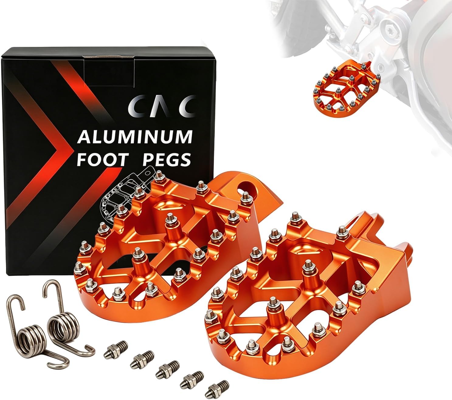 JFG RACING Dirt Bike Foot Pegs,CNC Motorcycle Foot Pedals Rests for 50-1290 SX SXF EXC EXCF XC XCF XCW SUPER MOTO ENDURO ADVENTURE FREERIDE-Orange