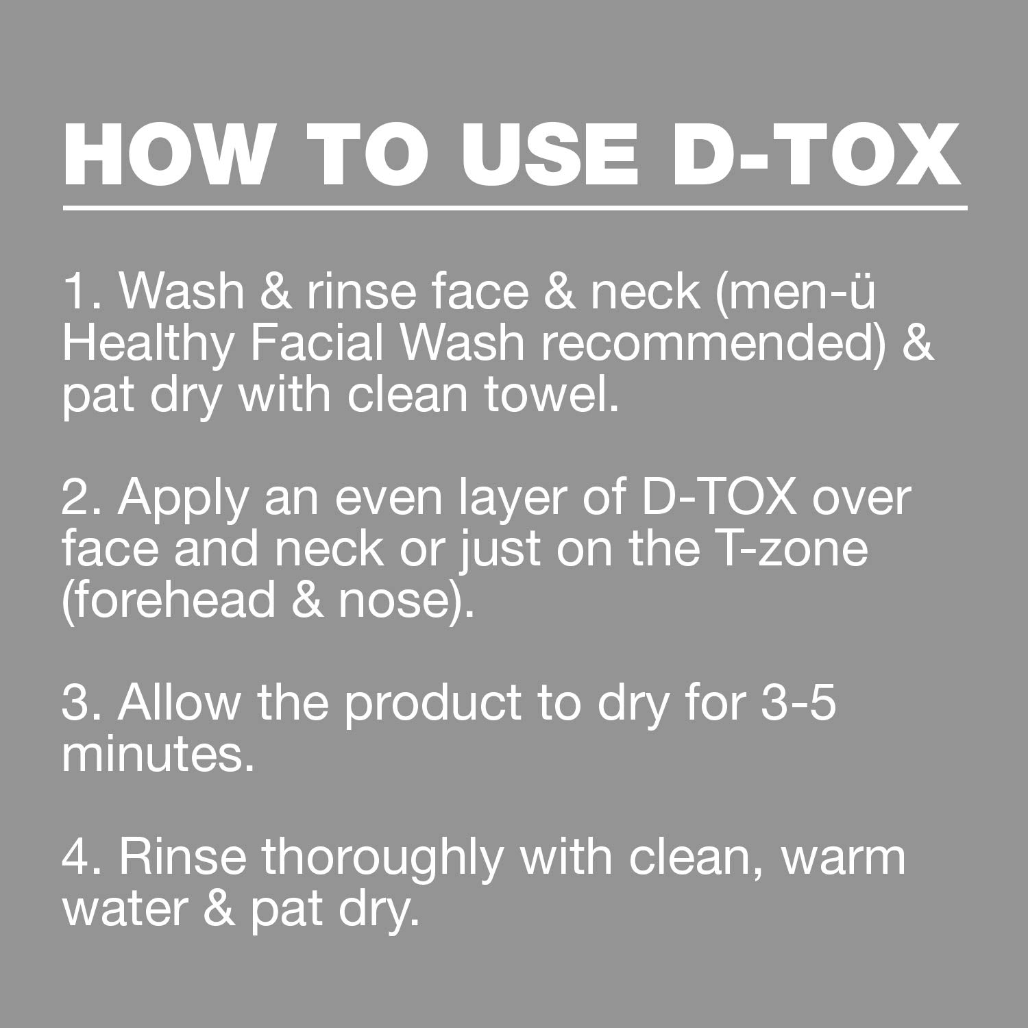 men-ü 3 MINUTE FACIAL DETOX 100ml Ultra concentrate Vegan face mask for men, up to 100 apps, Effective in 3 MINS. Kaolin clay mens face mask w/Witch Hazel. Removes excess oil & impurities