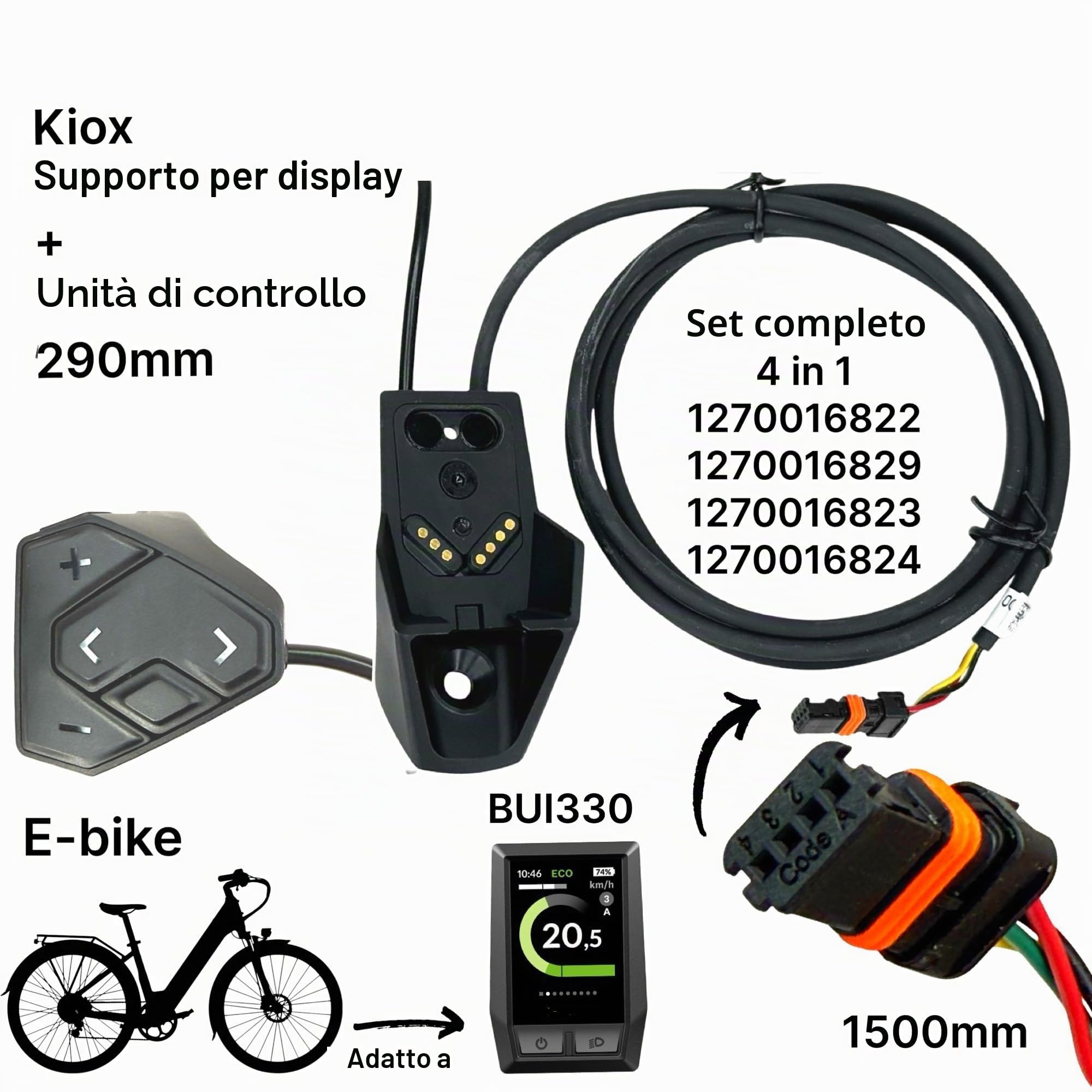 Supporto originale KIOX Display + unità di comando per bicicletta e-bike, unità di comando con tasti + unità di comando + cavo compatibile con Bosch Performance I Active I CX I Cargo Line Gen2