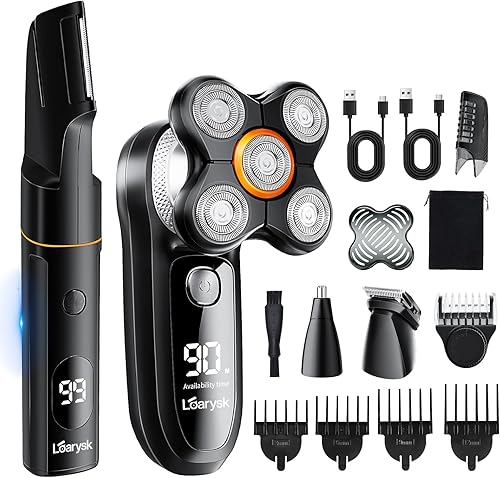 Kit de recortadora de pelo corporal para hombres calvos y Manscape, afeitadora de cabeza impermeable para hombres calvos con recortadora de vello