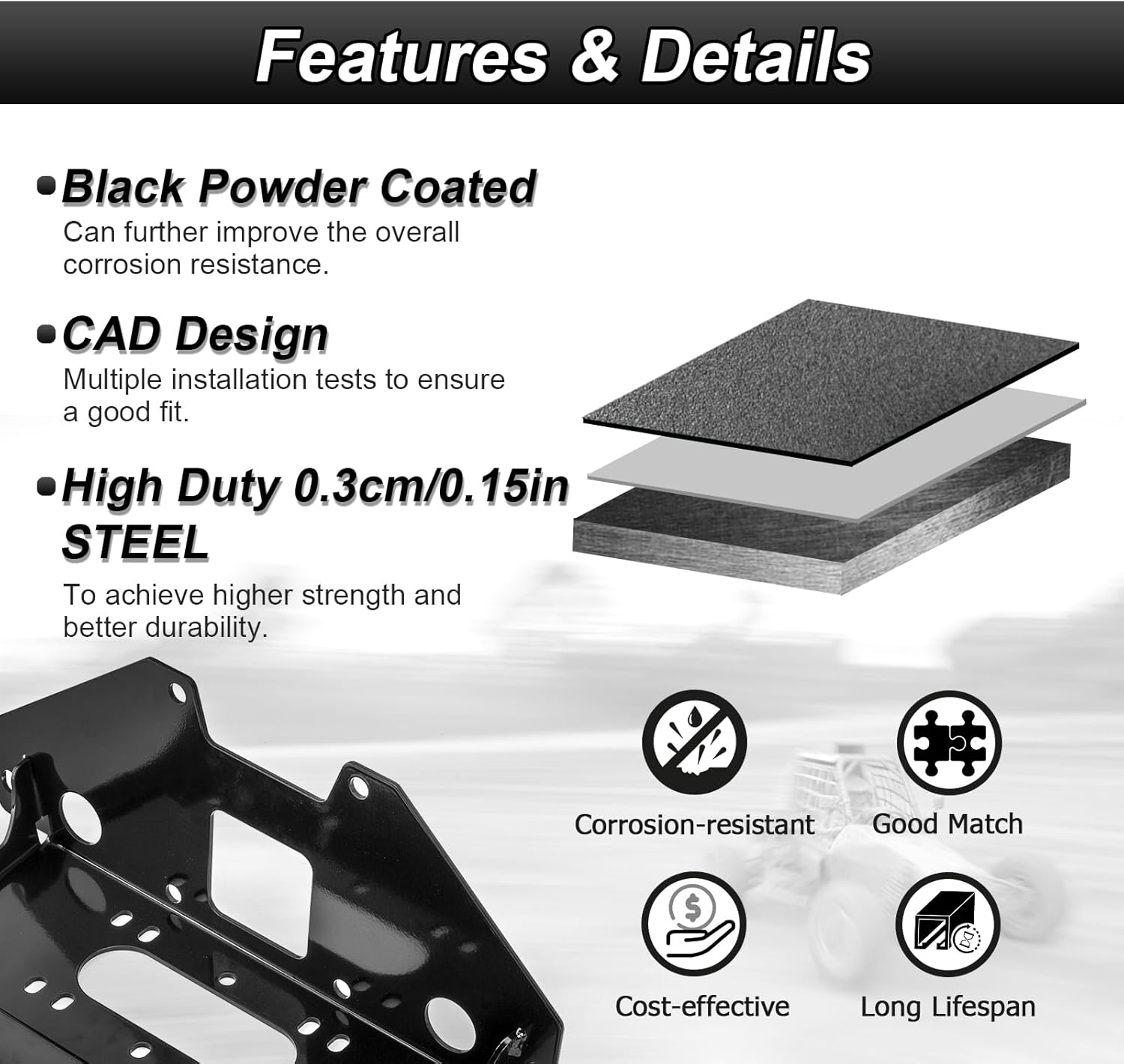 Winch Mounting Bracket with 4 7/8"(124MM) Winch Roller Fairlead Cable Guide for 2000-3500 LBS Compatible with Polaris RZR PRO XP/XP 4 2020-2025