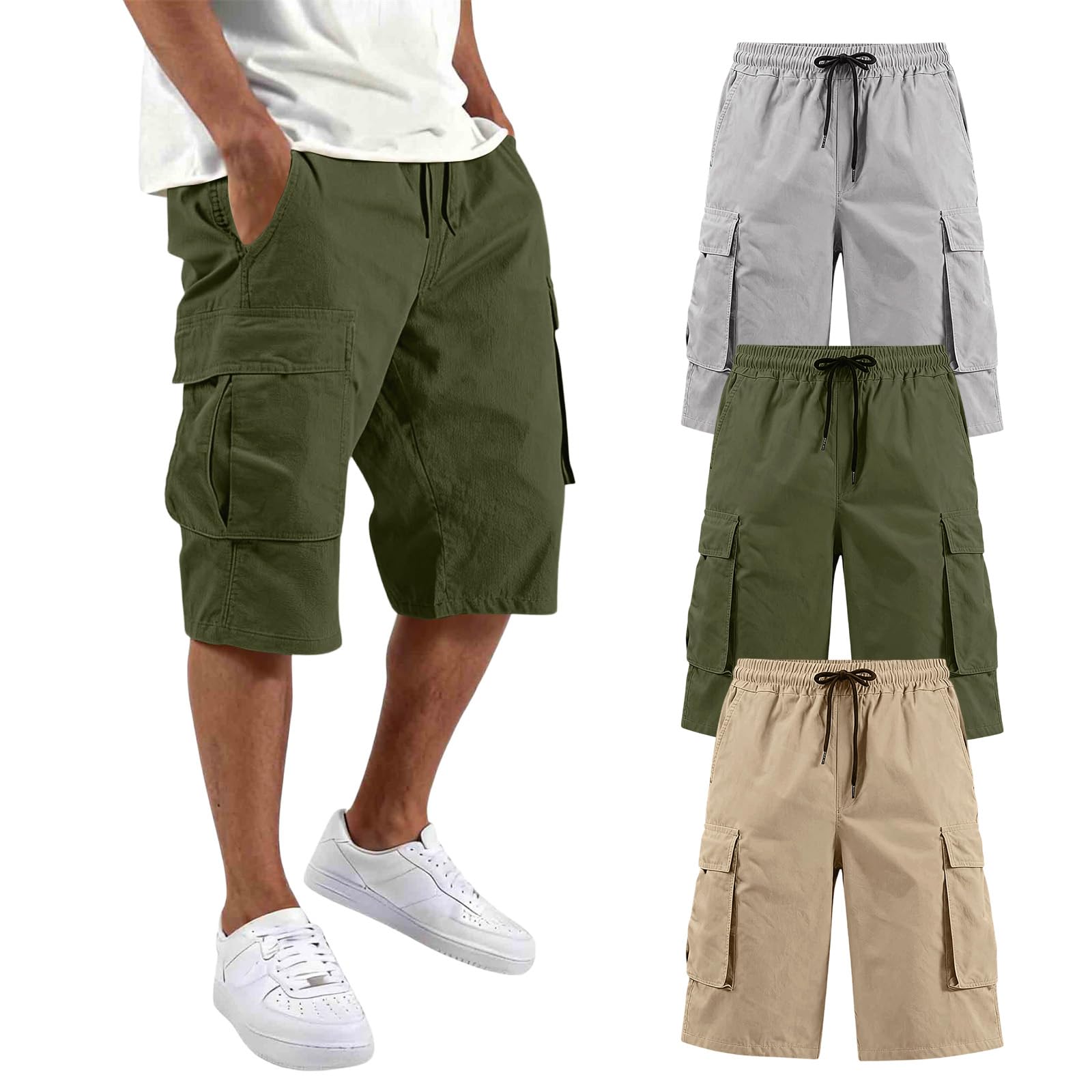 Pantalón Corto Trabajo Hombre, Pantalones Cortos Cargo Cómodos De Verano para Hombre Pantalones Cargo Elásticos con Muchos Bolsillos Pantalon Bermudas Modernos Pantalon De Senderismo para Exteriores