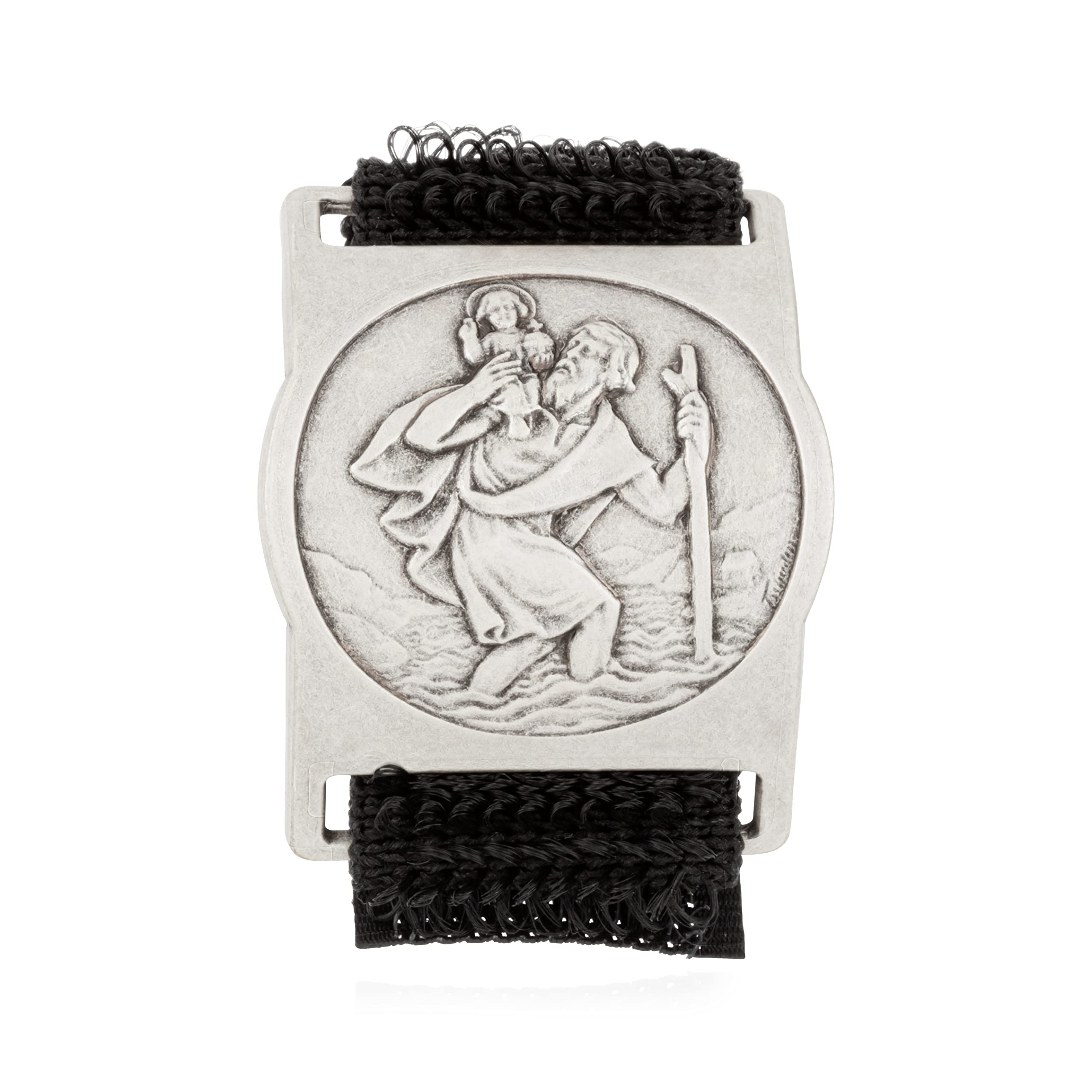 NKlaus Motorrad Plakette Christoporus 2,9cm Schutzpatron der Fahrer Kletthalter dehnbar 11439